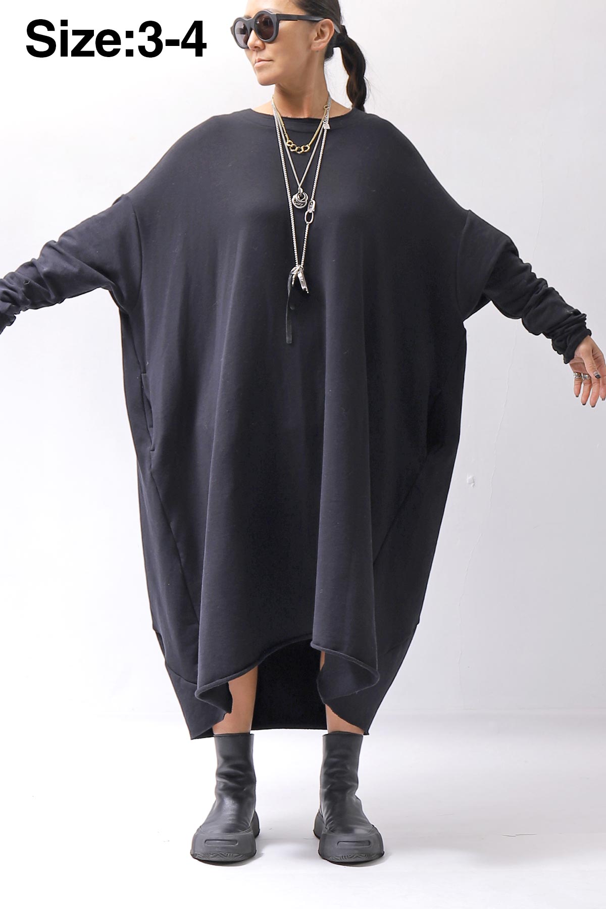 【bajra】 OVERSIZED BACK DRAPE DRESS 159QK01_BLACK