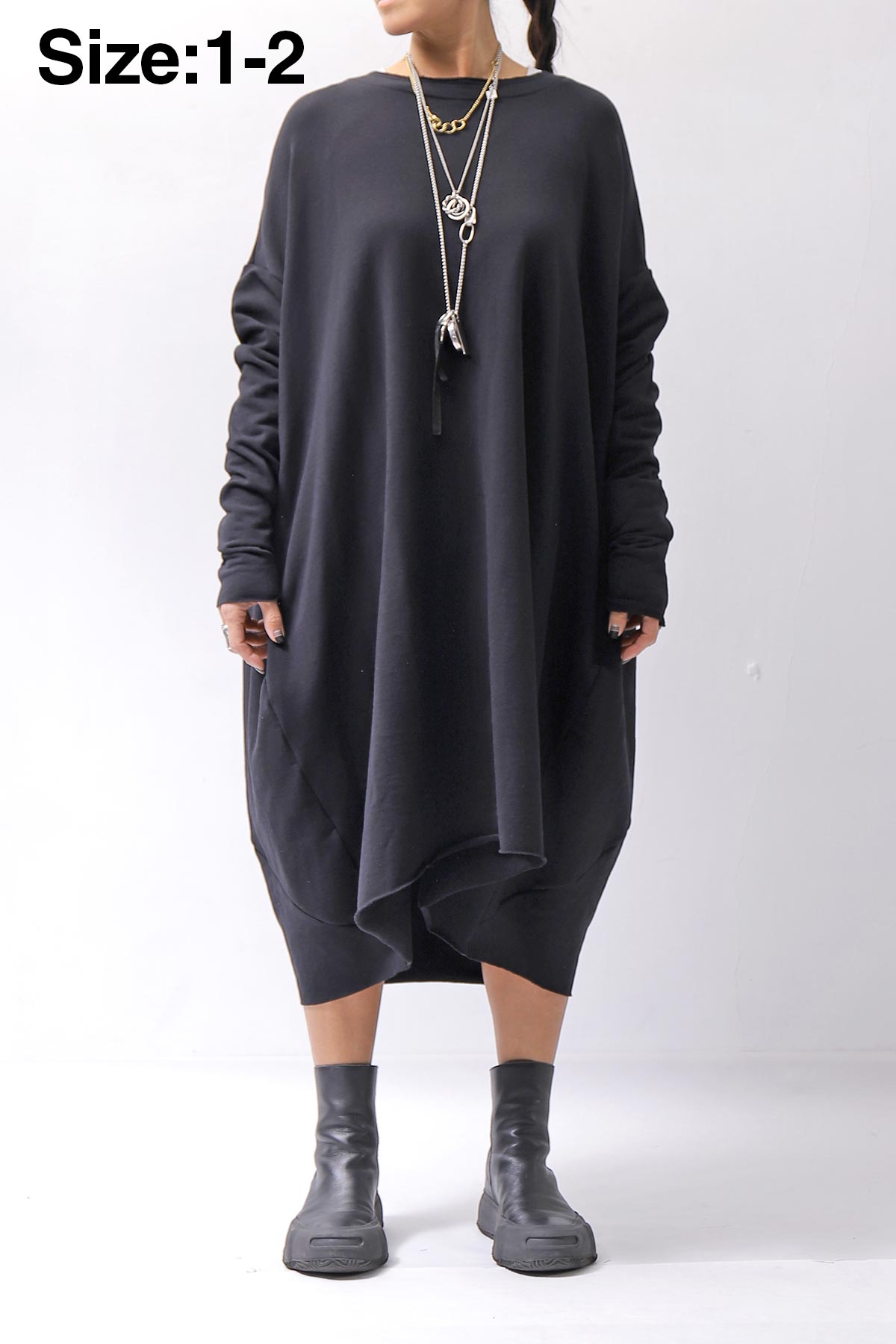 【bajra】 OVERSIZED BACK DRAPE DRESS 159QK01_BLACK