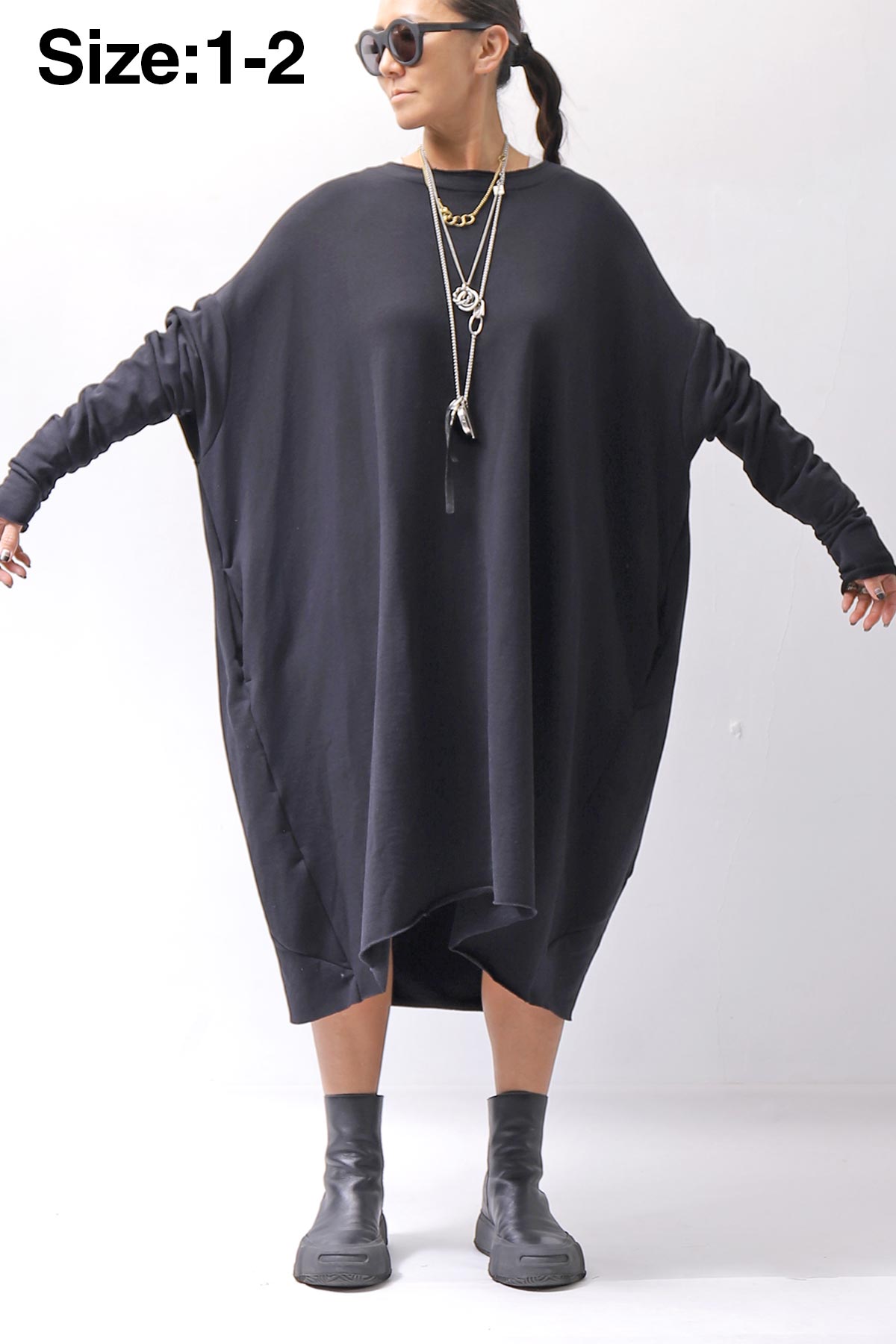 【bajra】 OVERSIZED BACK DRAPE DRESS 159QK01_BLACK