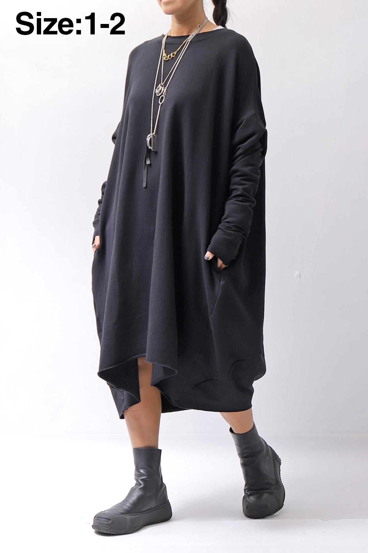 【bajra】 OVERSIZED BACK DRAPE DRESS 159QK01_BLACK