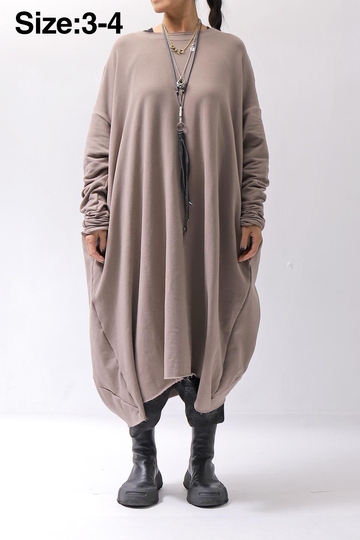 【bajra】 OVERSIZED BACK DRAPE DRESS 159QK01_TAUPE