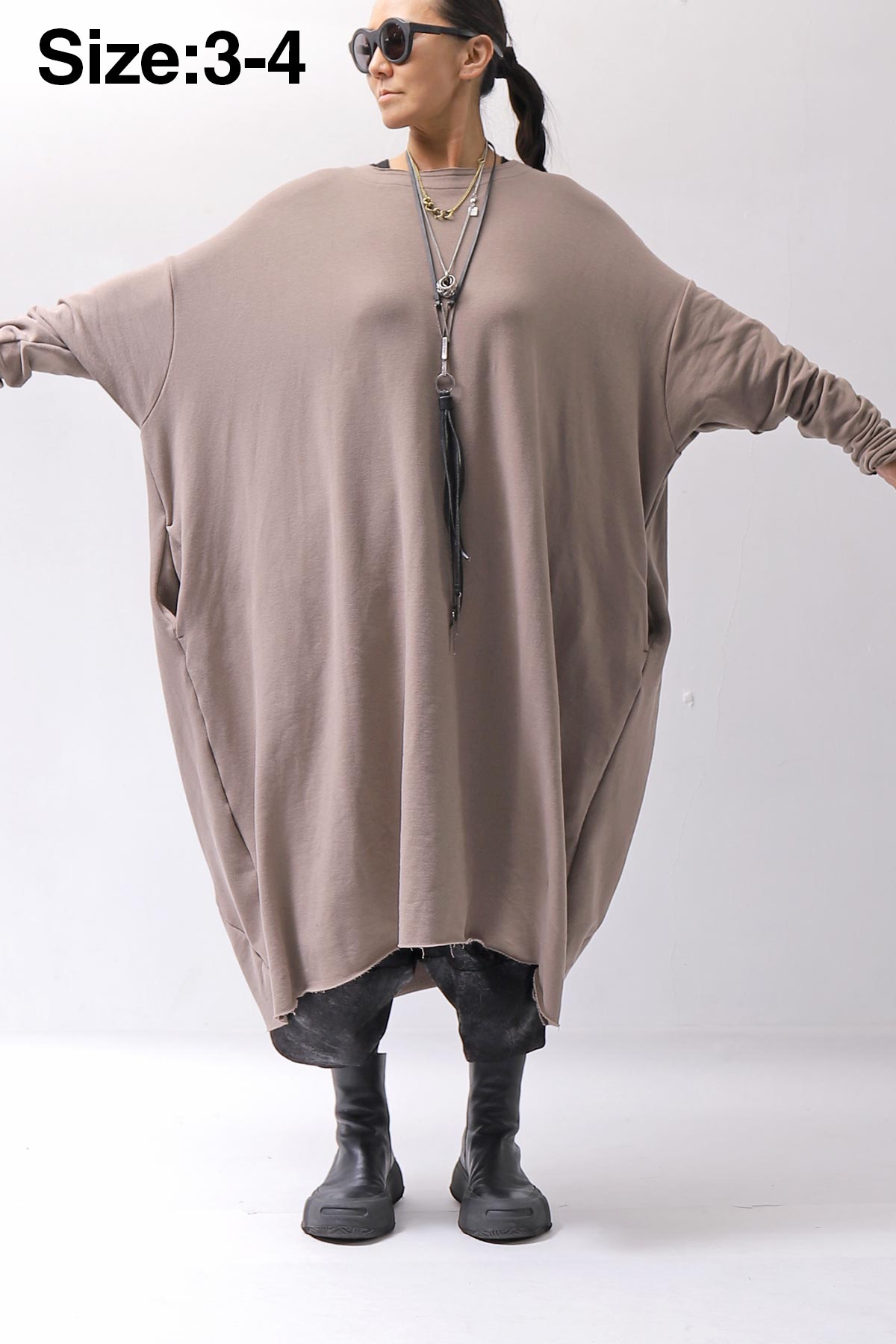 【bajra】 OVERSIZED BACK DRAPE DRESS 159QK01_TAUPE