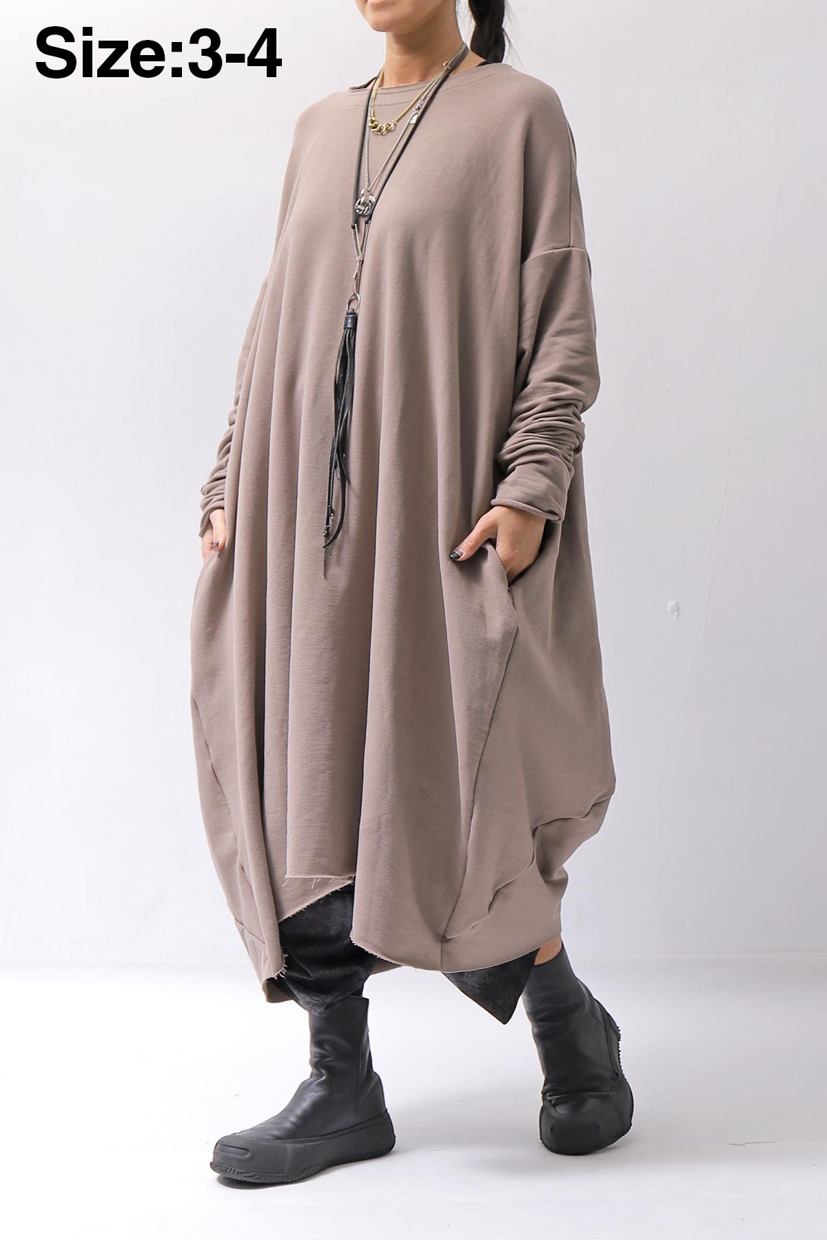 【bajra】 OVERSIZED BACK DRAPE DRESS 159QK01_TAUPE