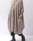 【bajra】 OVERSIZED BACK DRAPE DRESS 159QK01_TAUPE