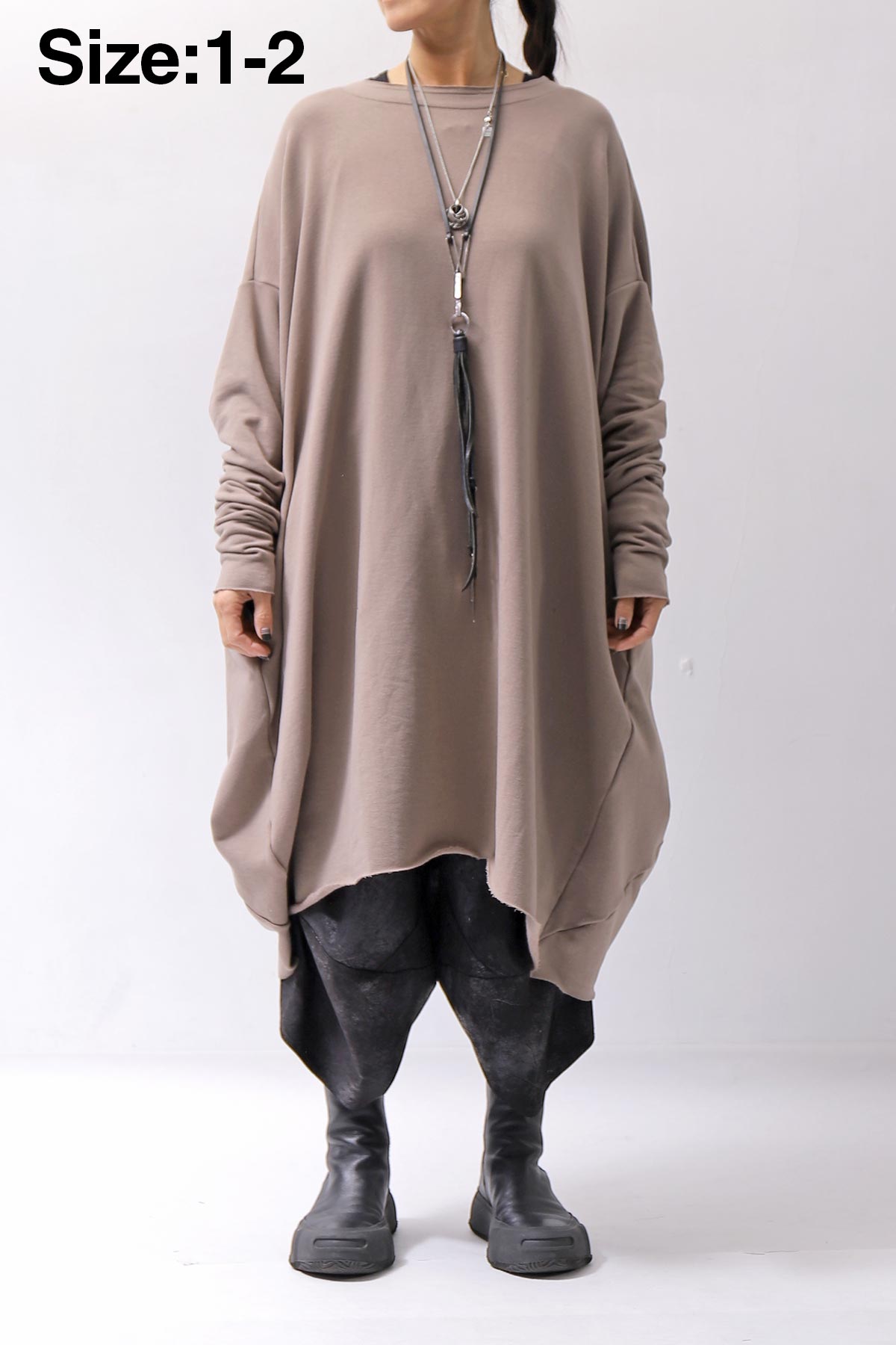 【bajra】 OVERSIZED BACK DRAPE DRESS 159QK01_TAUPE