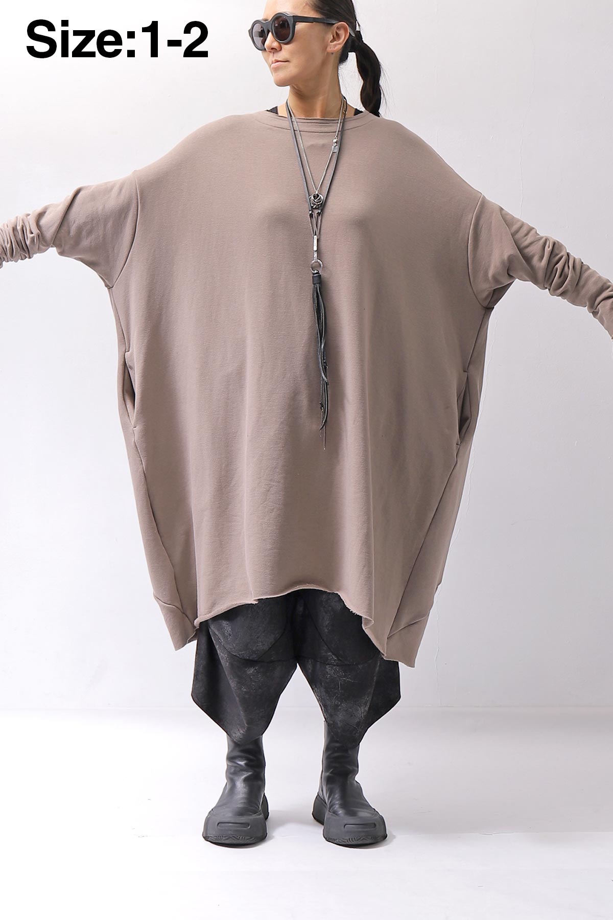 【bajra】 OVERSIZED BACK DRAPE DRESS 159QK01_TAUPE