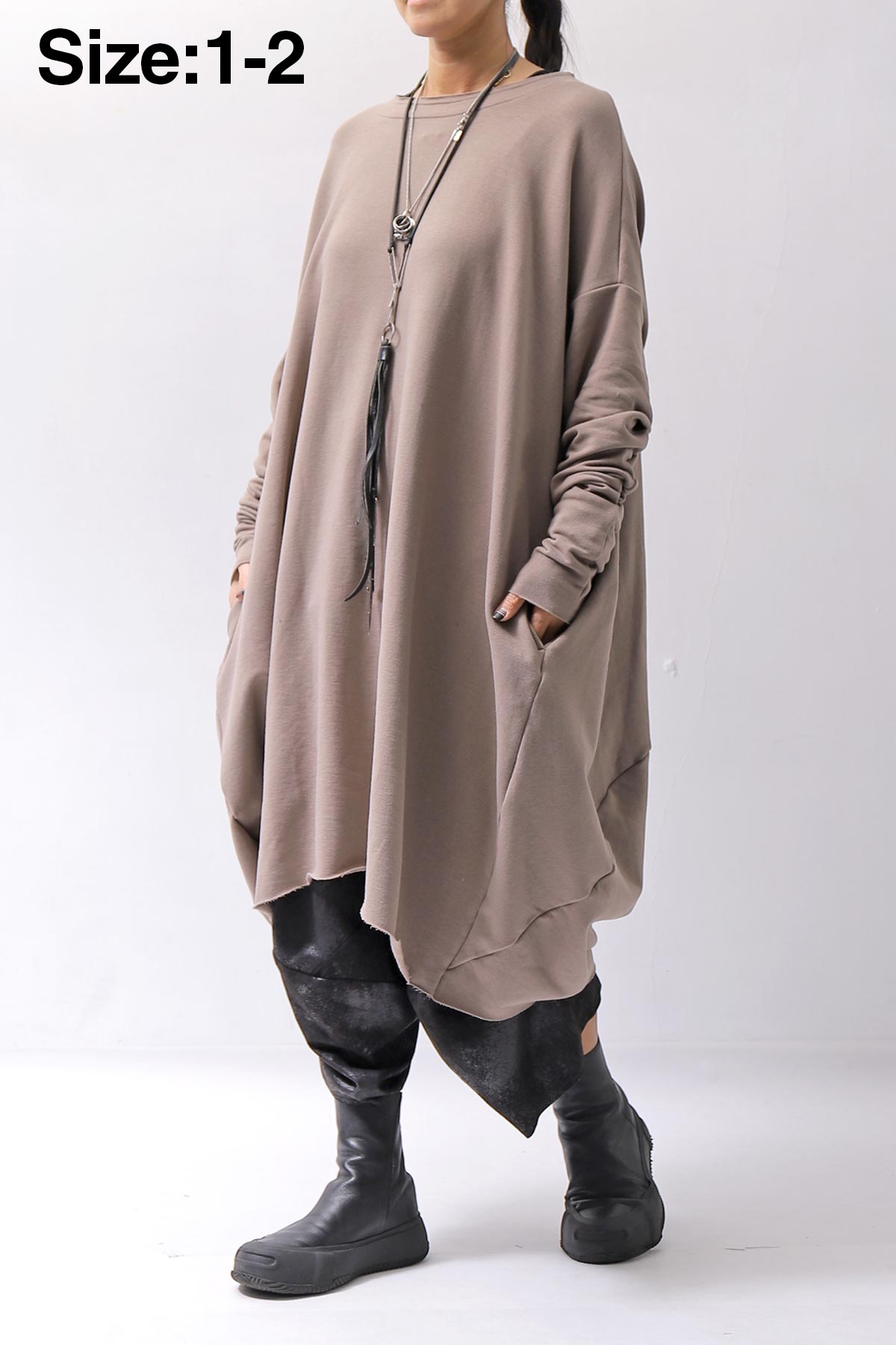 【bajra】 OVERSIZED BACK DRAPE DRESS 159QK01_TAUPE