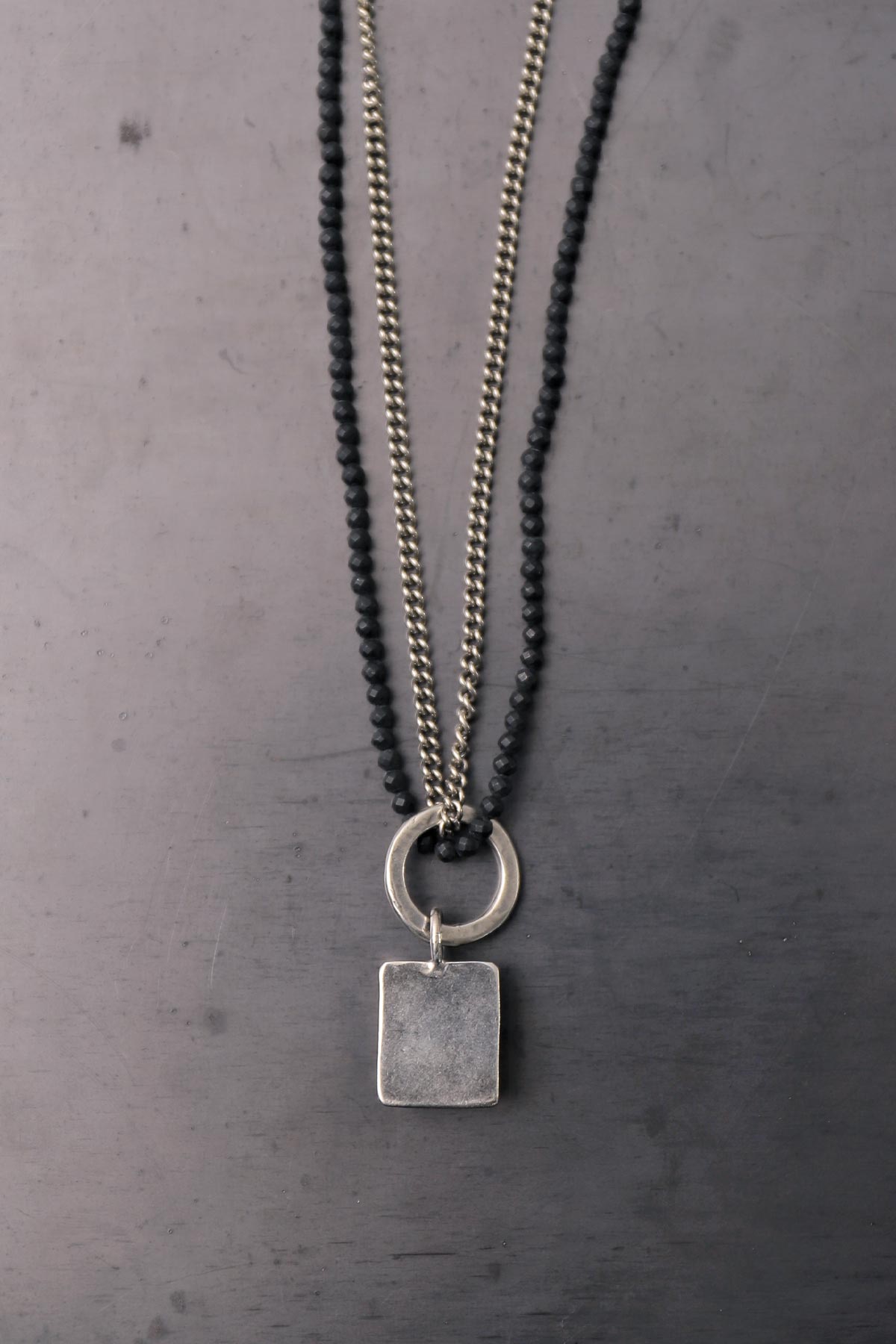 【GOTI】 ONYX &amp; BLACK AGATE NECKLACE_CN1171