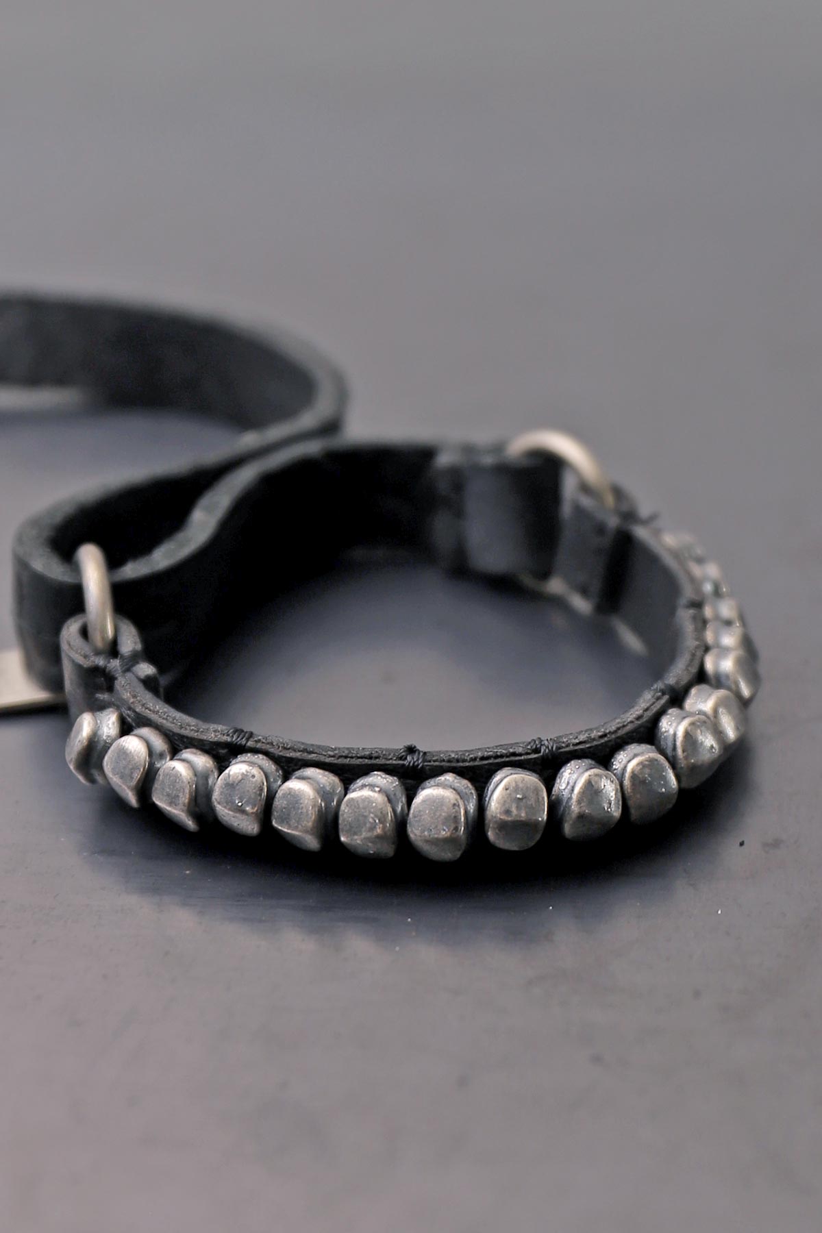 【GOTI】 SILVER STONE LEATHER BRACELET_BR937
