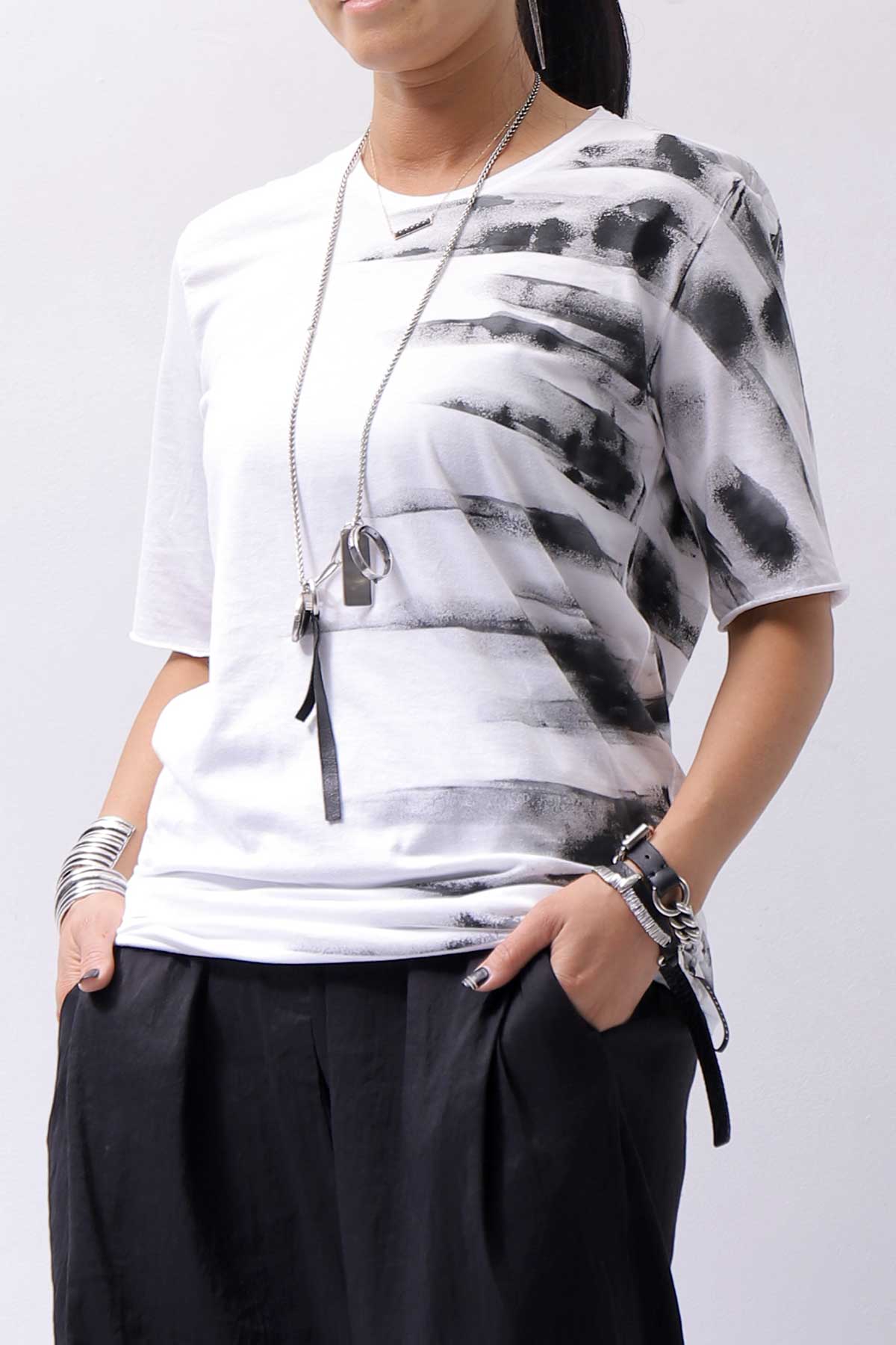 【Primordial is Primitive】 UNISEX SIDE PRINTED TEE ST-709RO_WHITE