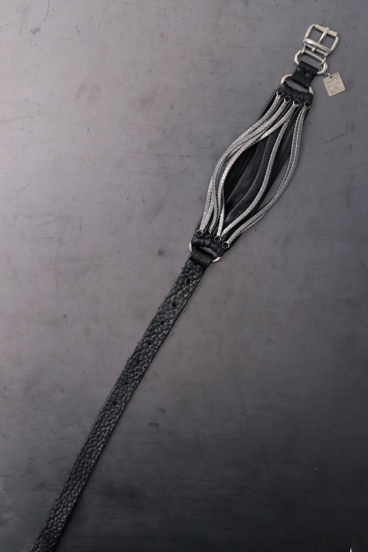 【GOTI】 SILVER MICRO STAPLE MULTI-UNIT LEATHER BRACELET_BR130