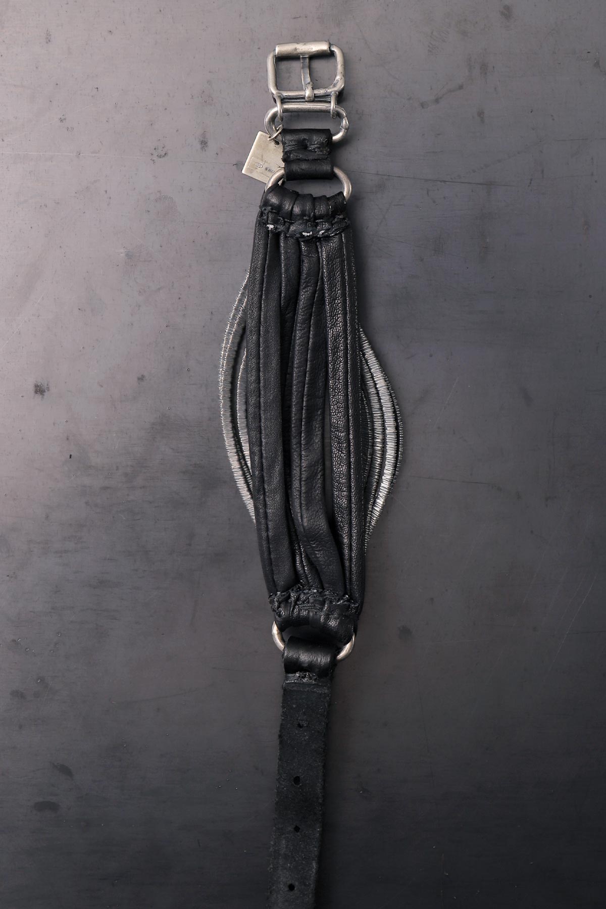 【GOTI】 SILVER MICRO STAPLE MULTI-UNIT LEATHER BRACELET_BR130