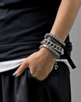 【GOTI】 SILVER STONE LEATHER BRACELET_BR937
