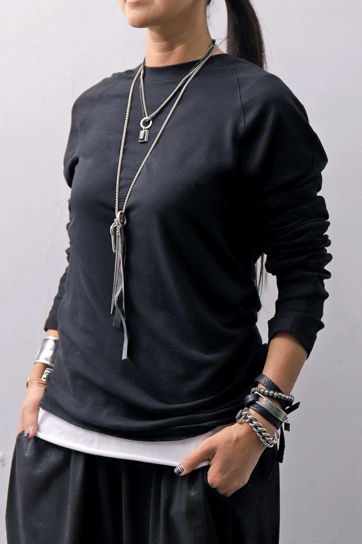 【GOTI】 ONYX &amp; BLACK AGATE NECKLACE_CN1171