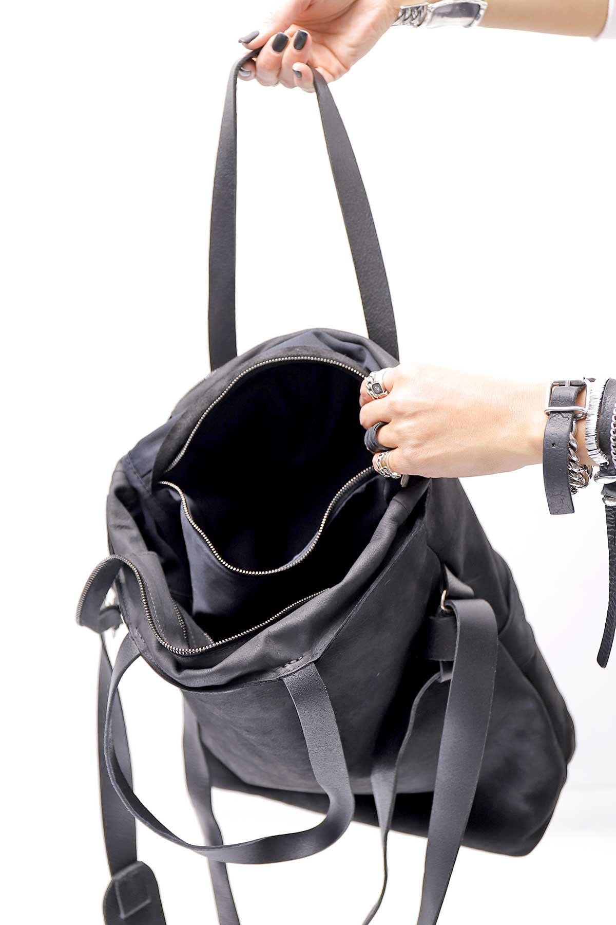DANIELE BASTA】 UNISEX 2WAY PATCHWORK SHOULDER BAG_BLACK