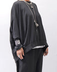 【RUNDHOLZ】 UNISEX TWIST COTTON BACK LAYERED ASYMMETRY TOP 256 0531_BLACK