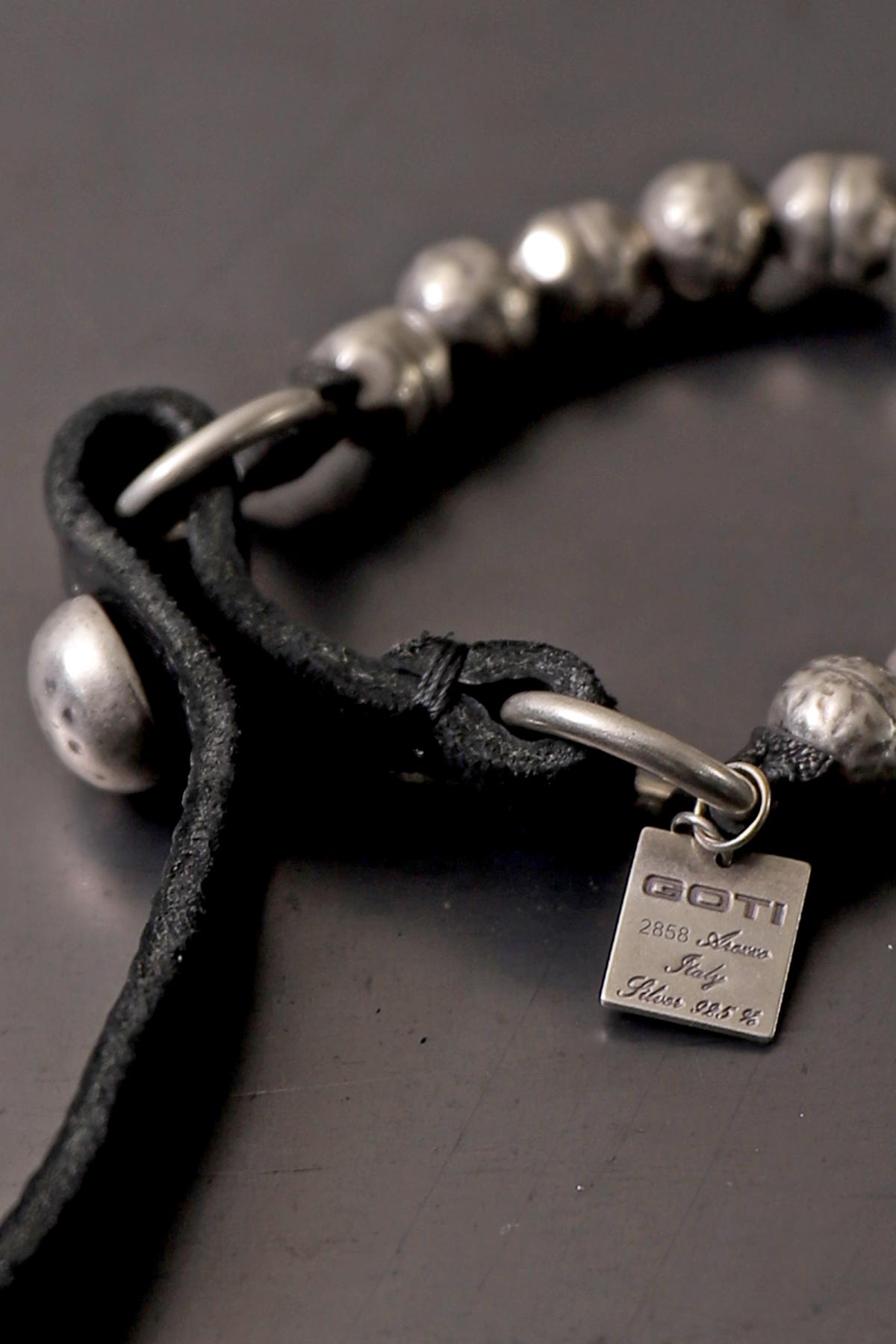 【GOTI】 SILVER STONE BALL＆LEATHER BRACELET_BR2207