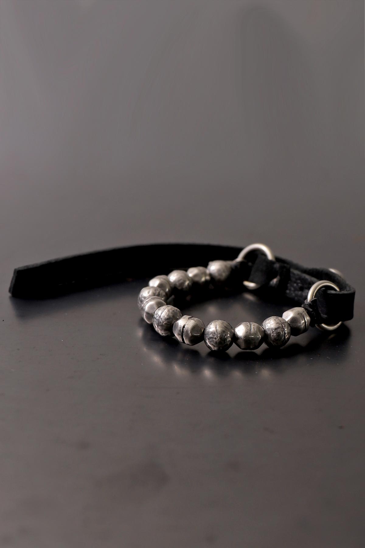 【GOTI】 SILVER STONE BALL＆LEATHER BRACELET_BR2207