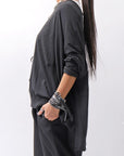 【RUNDHOLZ】 UNISEX TWIST COTTON BACK LAYERED ASYMMETRY TOP 256 0531_BLACK
