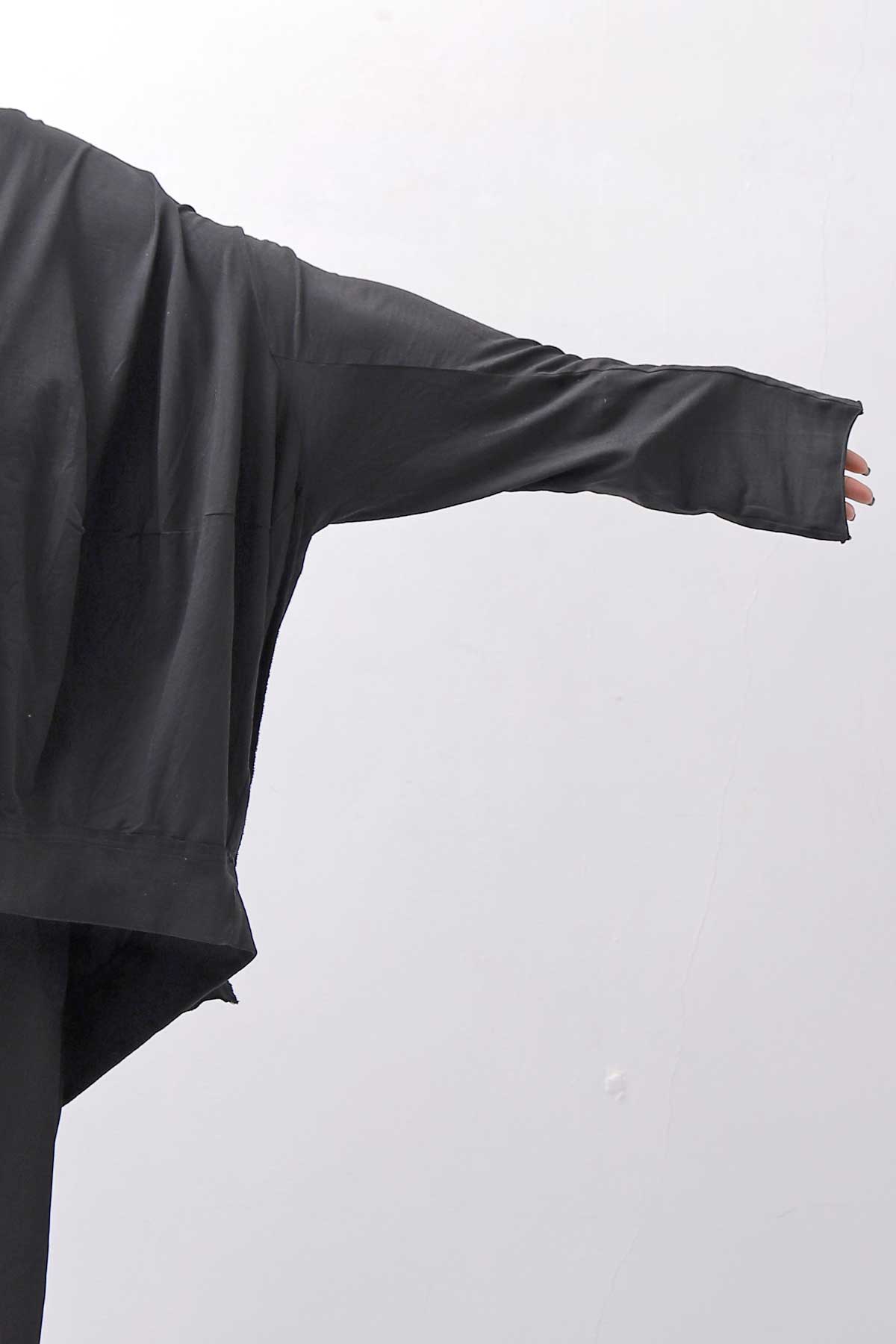 【RUNDHOLZ】 UNISEX TWIST COTTON BACK LAYERED ASYMMETRY TOP 256 0531_BLACK