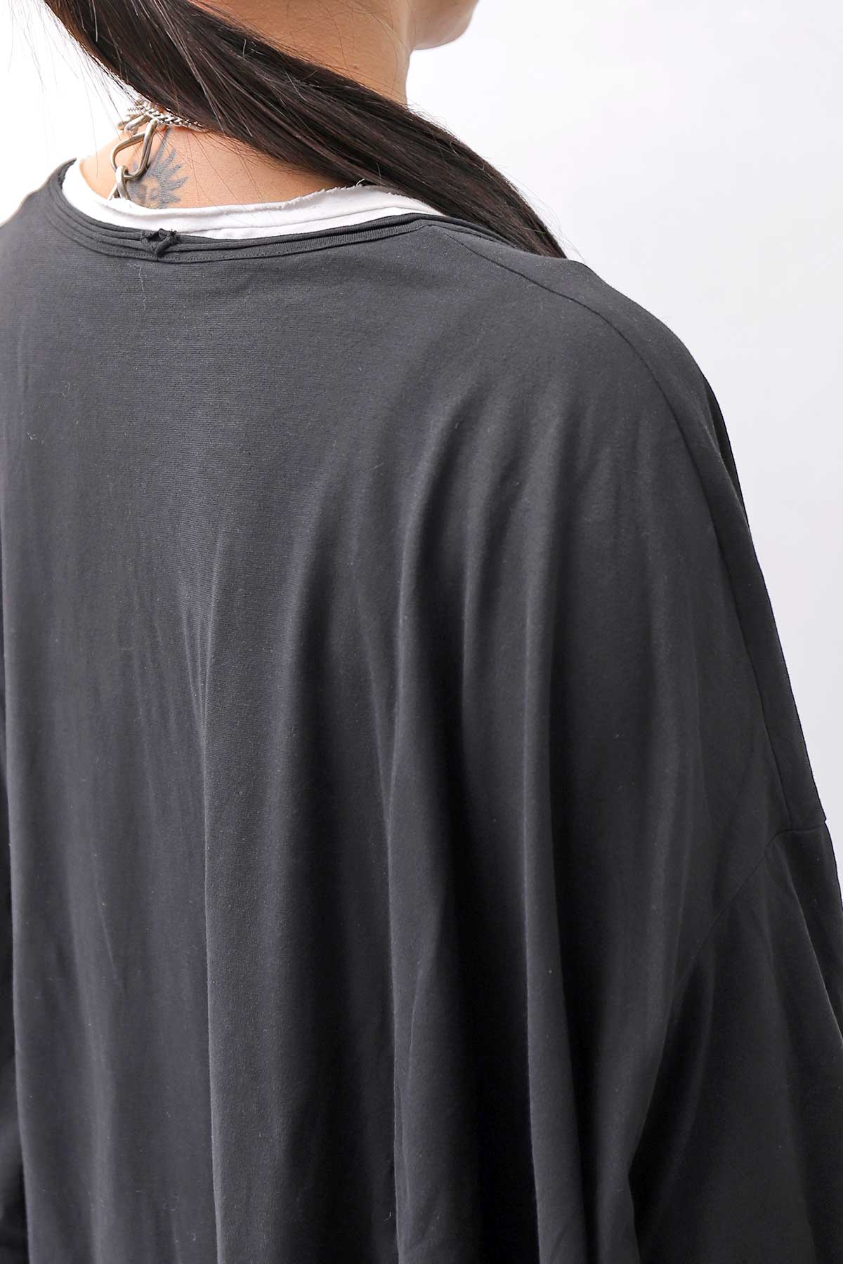 【RUNDHOLZ】 UNISEX TWIST COTTON BACK LAYERED ASYMMETRY TOP 256 0531_BLACK