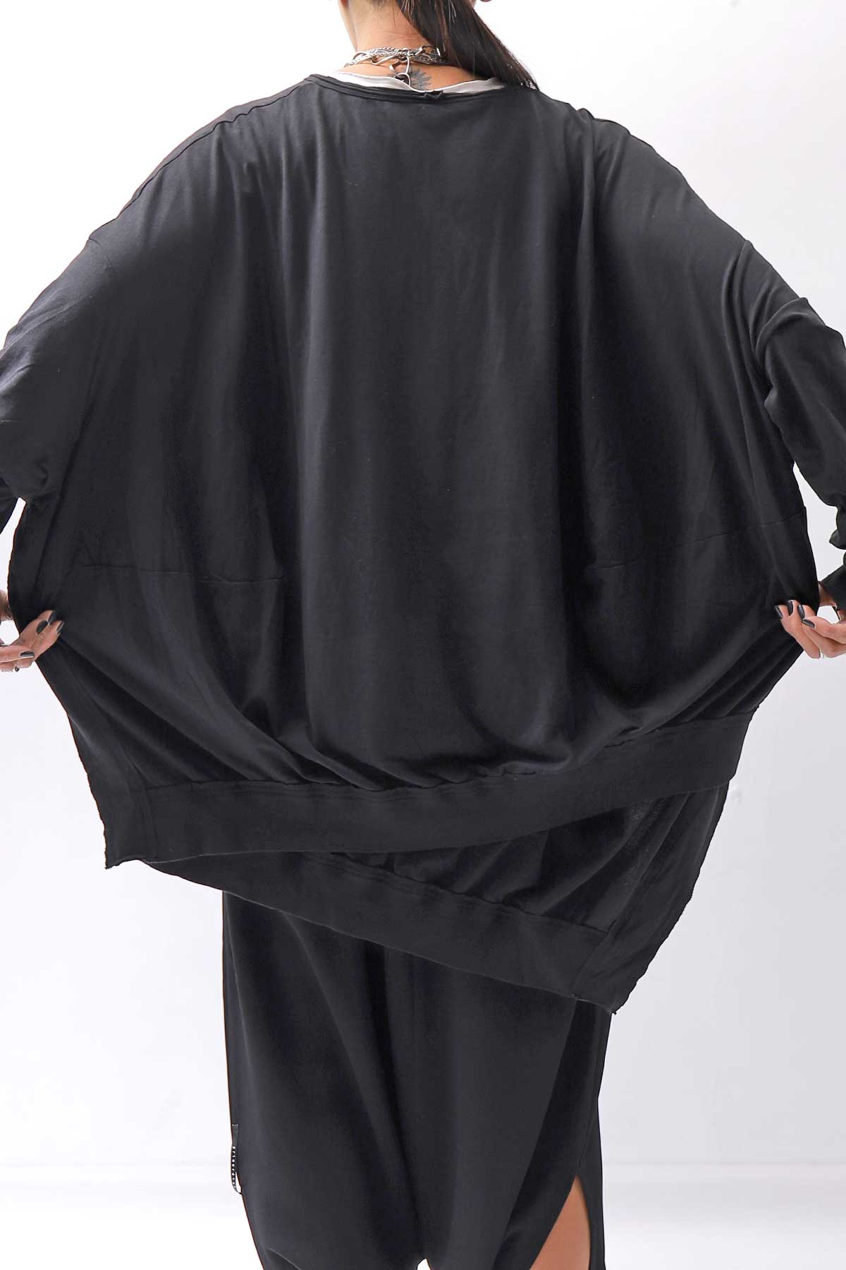 【RUNDHOLZ】 UNISEX TWIST COTTON BACK LAYERED ASYMMETRY TOP 256 0531_BLACK