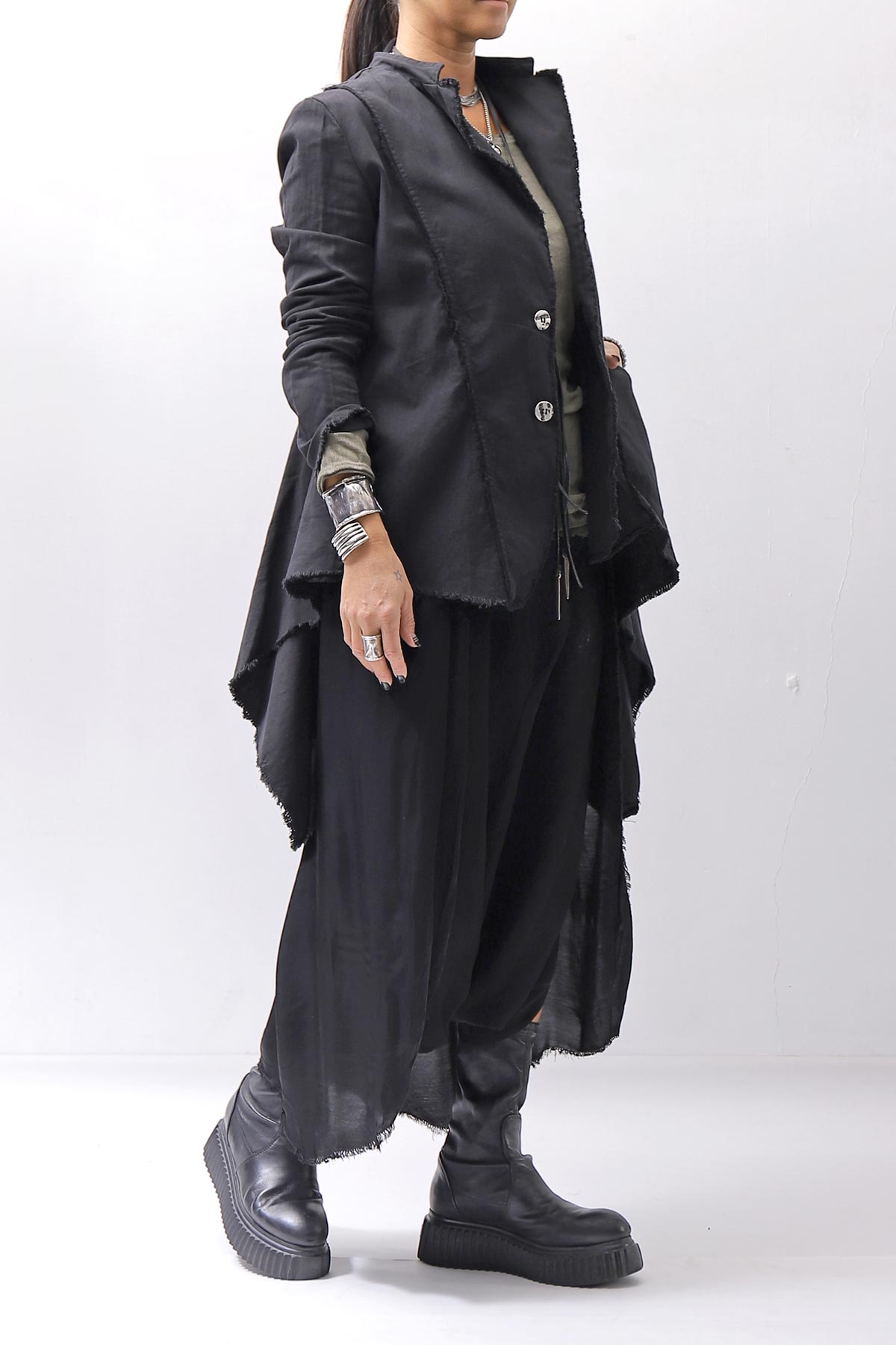 【sanctamuerte】 BACK DETACHABLE ASYMMETRY COTTON JACKET_BLACK