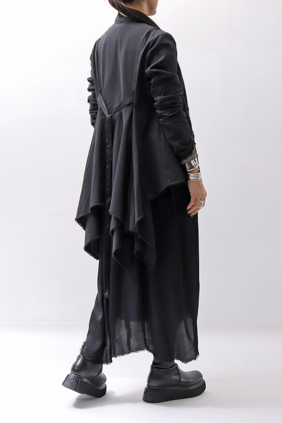 【sanctamuerte】 BACK DETACHABLE ASYMMETRY COTTON JACKET_BLACK