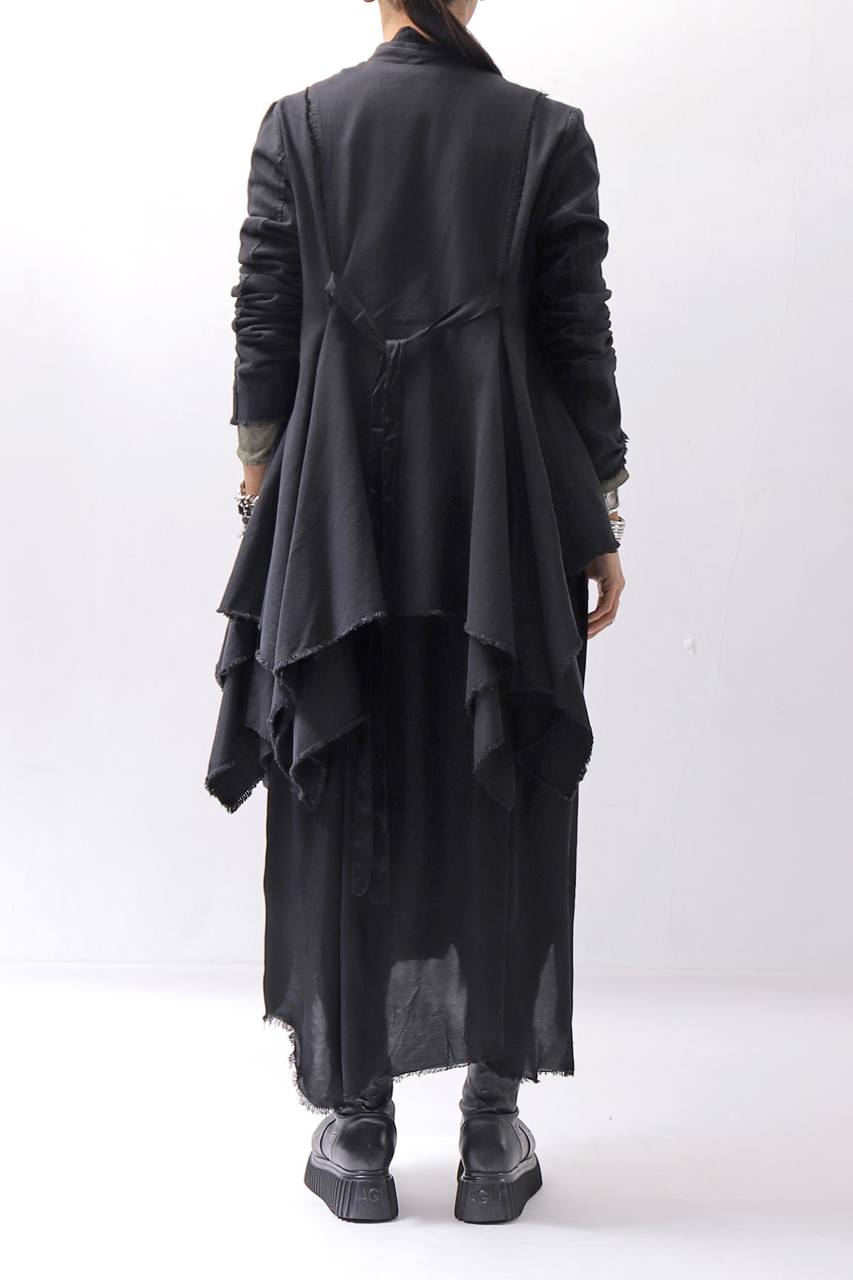 【sanctamuerte】 BACK DETACHABLE ASYMMETRY COTTON JACKET_BLACK