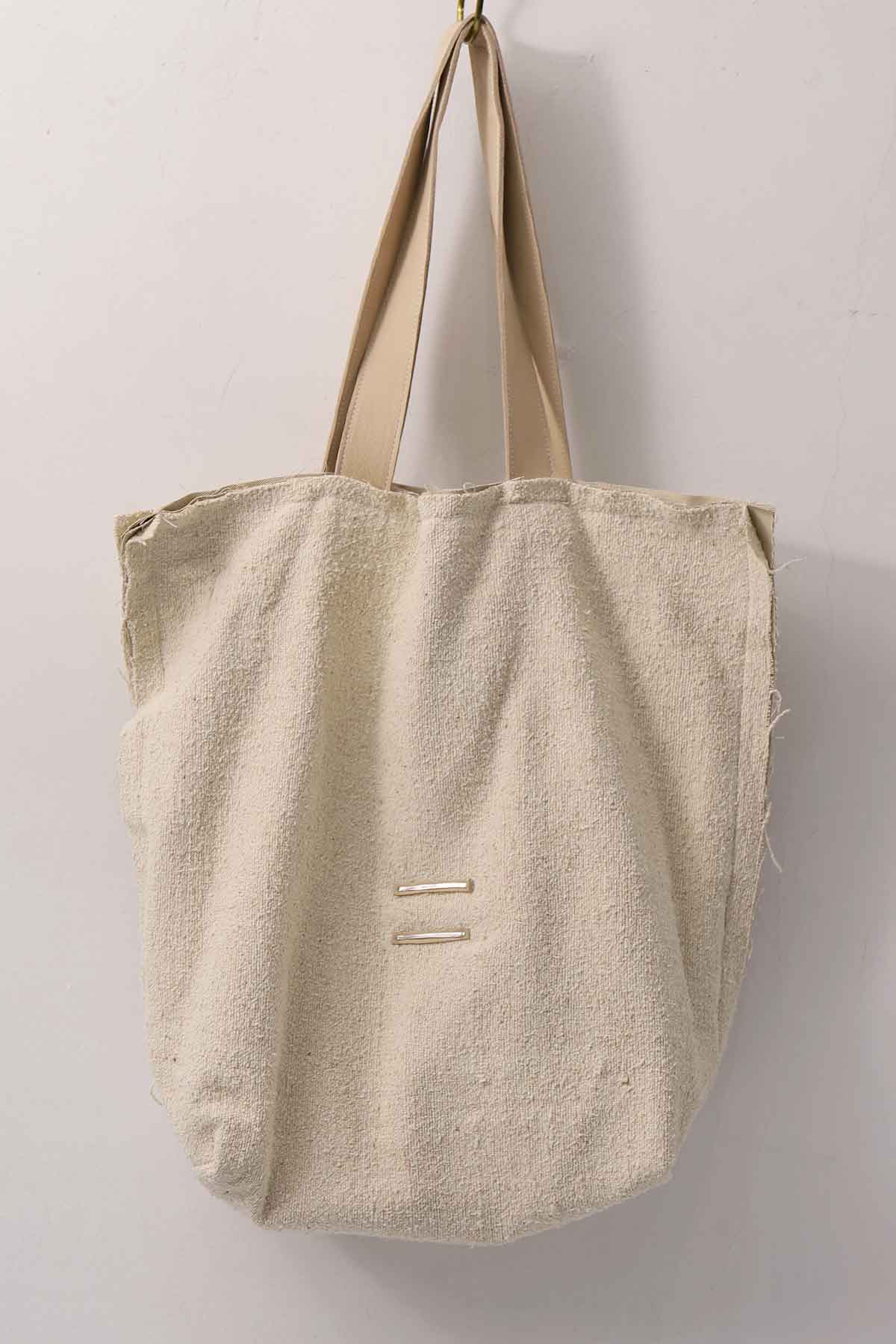 【DANIELE BASTA】 SHAGGY SILK &amp; LEATHER TOTE BAG_BUTTER