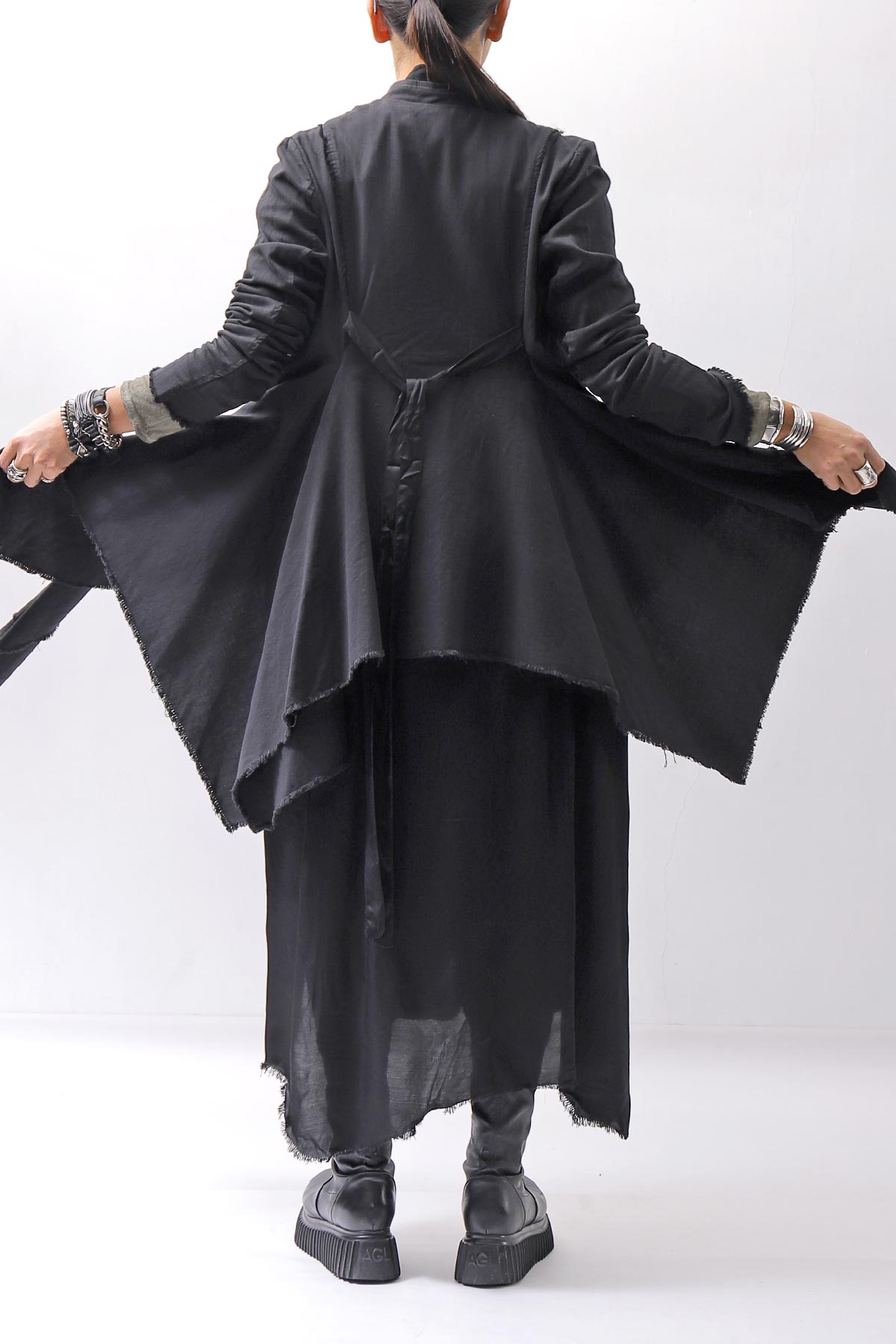 【sanctamuerte】 BACK DETACHABLE ASYMMETRY COTTON JACKET_BLACK