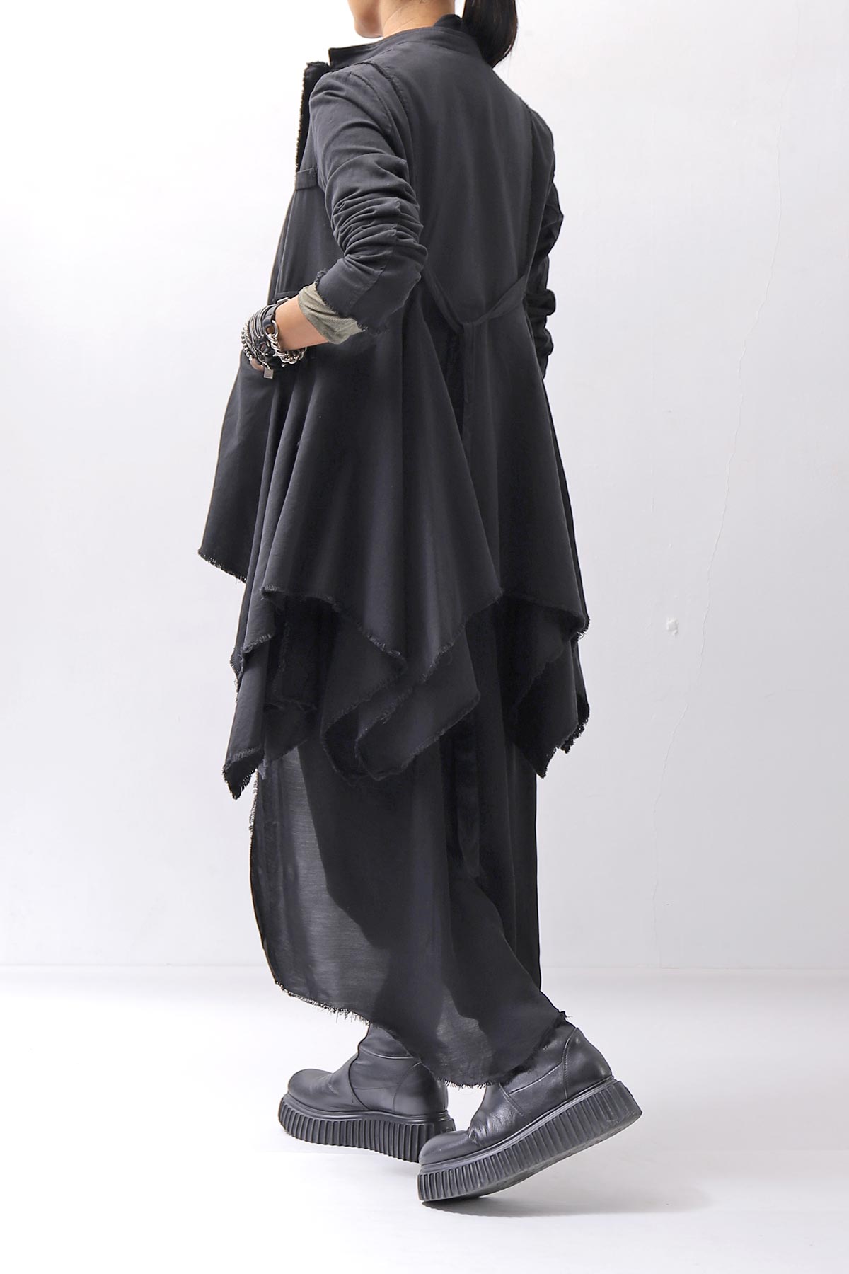 【sanctamuerte】 BACK DETACHABLE ASYMMETRY COTTON JACKET_BLACK