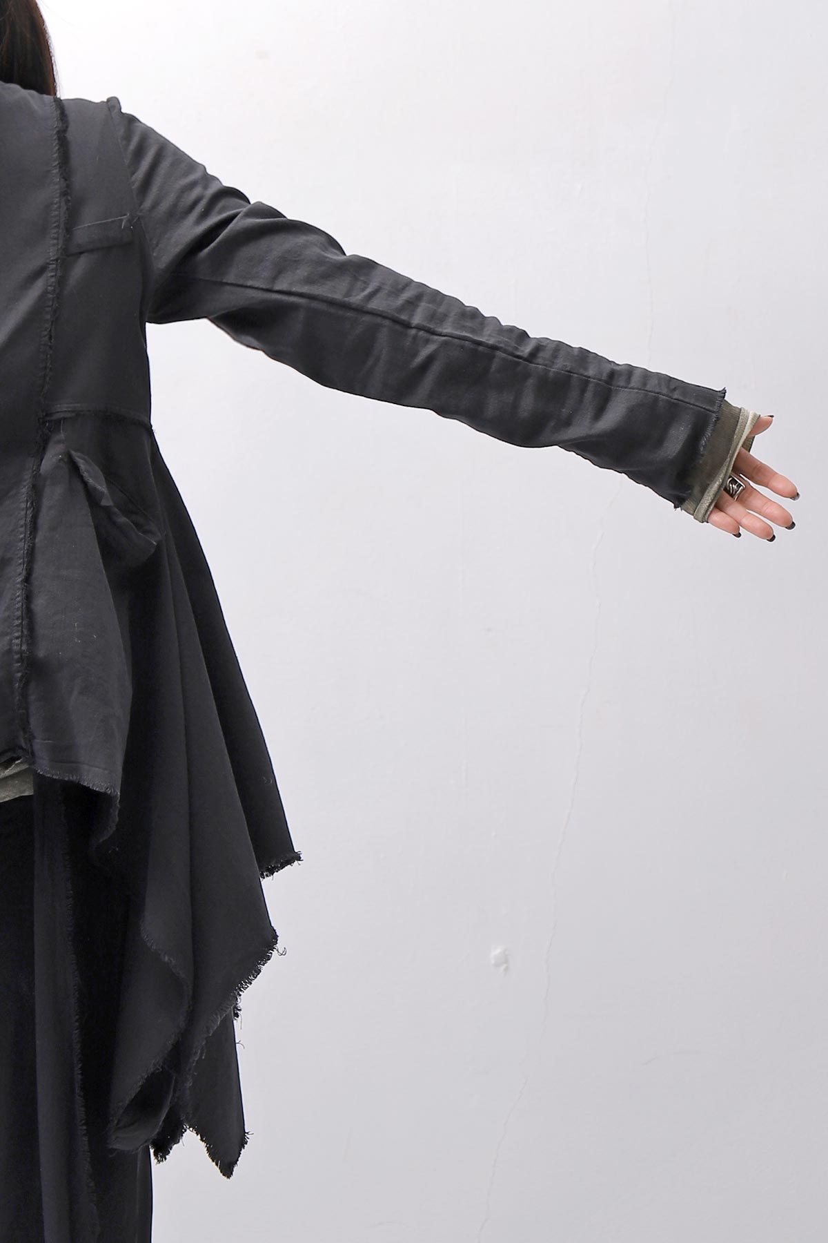 【sanctamuerte】 BACK DETACHABLE ASYMMETRY COTTON JACKET_BLACK