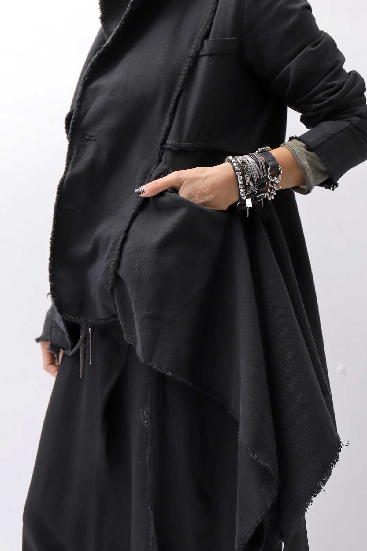 【sanctamuerte】 BACK DETACHABLE ASYMMETRY COTTON JACKET_BLACK