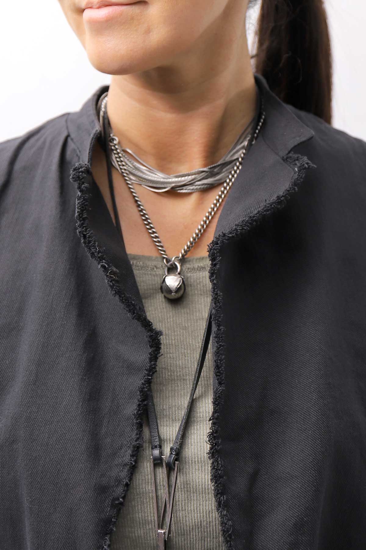 【sanctamuerte】 BACK DETACHABLE ASYMMETRY COTTON JACKET_BLACK