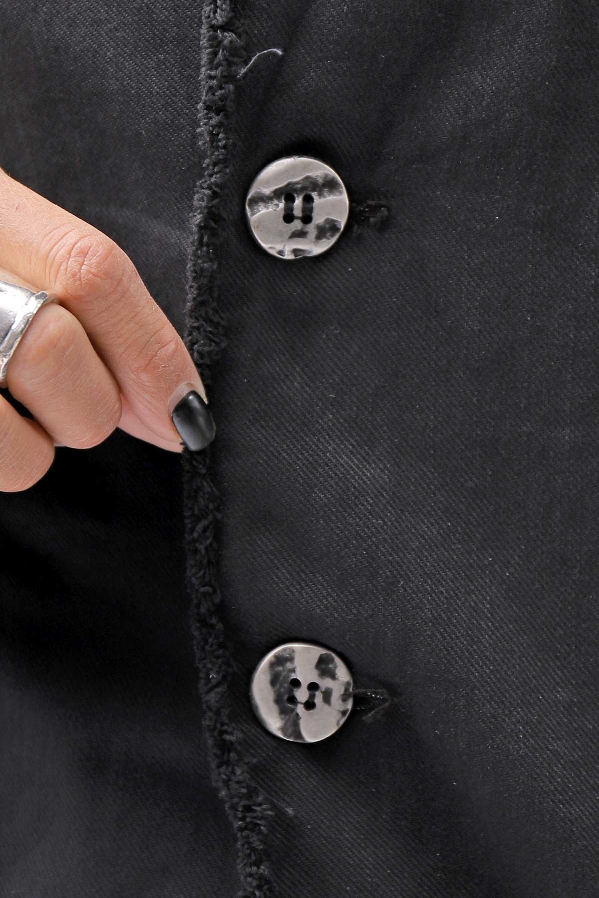 【sanctamuerte】 BACK DETACHABLE ASYMMETRY COTTON JACKET_BLACK