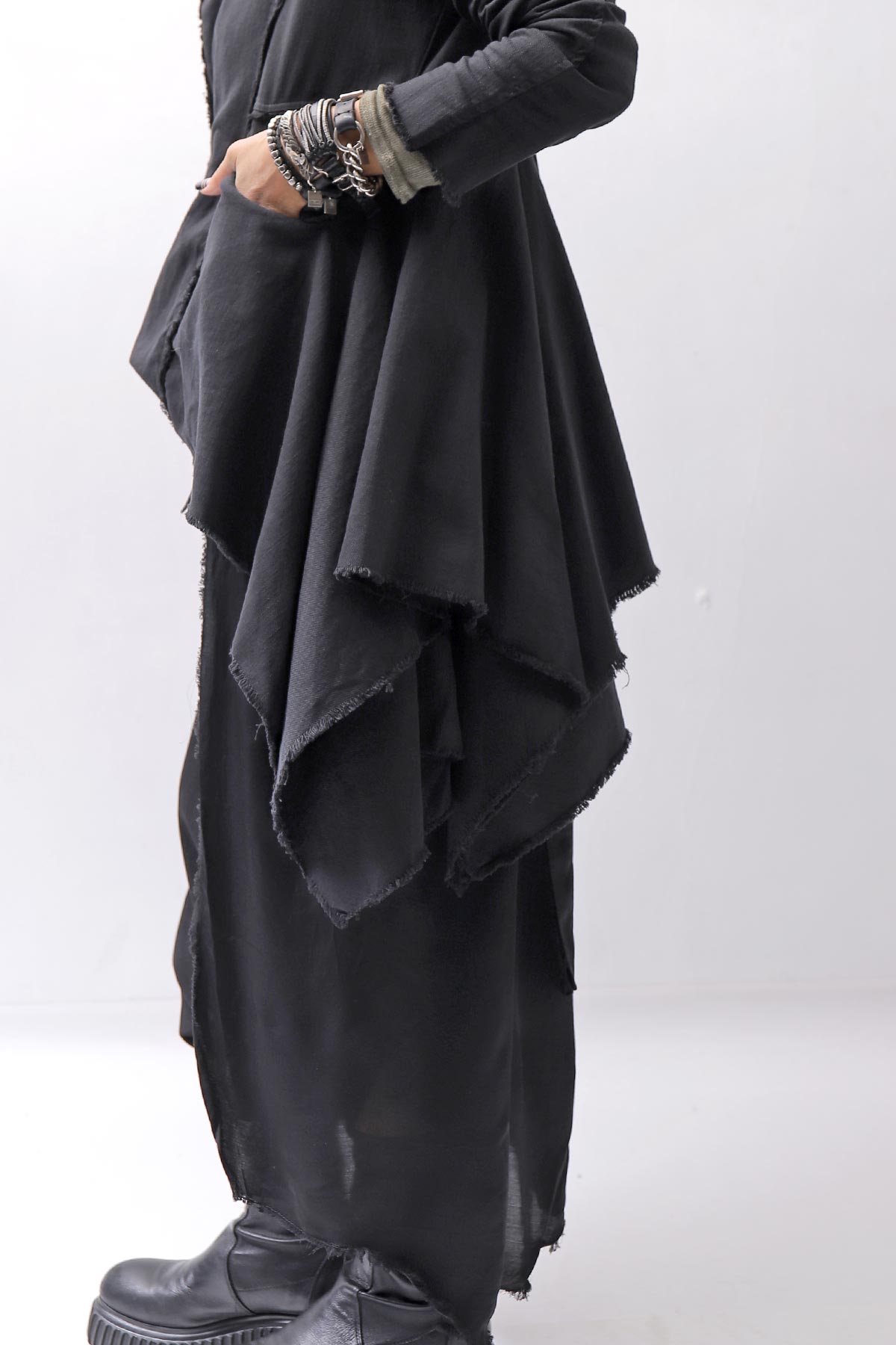 【sanctamuerte】 BACK DETACHABLE ASYMMETRY COTTON JACKET_BLACK