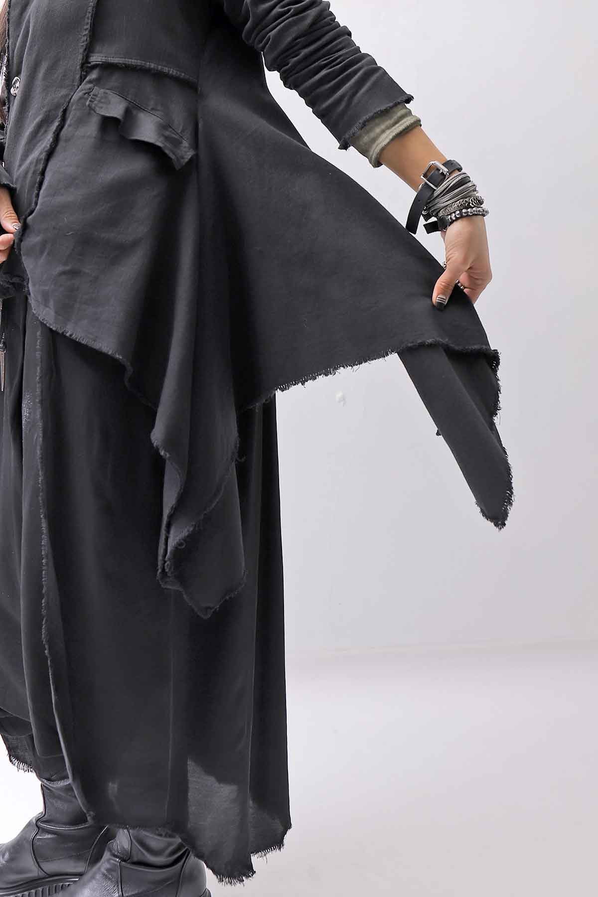 【sanctamuerte】 BACK DETACHABLE ASYMMETRY COTTON JACKET_BLACK