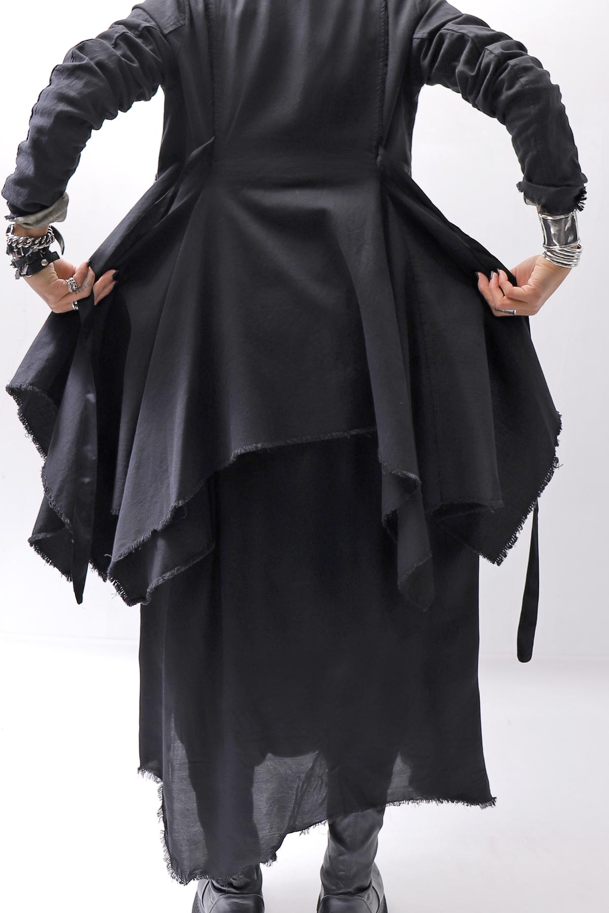 【sanctamuerte】 BACK DETACHABLE ASYMMETRY COTTON JACKET_BLACK