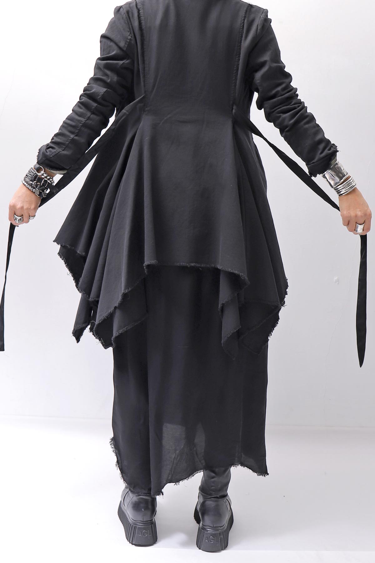 【sanctamuerte】 BACK DETACHABLE ASYMMETRY COTTON JACKET_BLACK