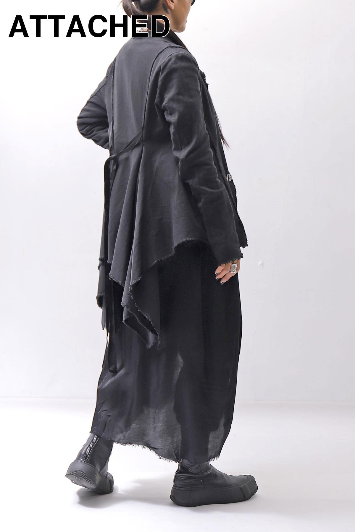 【sanctamuerte】 BACK DETACHABLE ASYMMETRY COTTON JACKET_BLACK