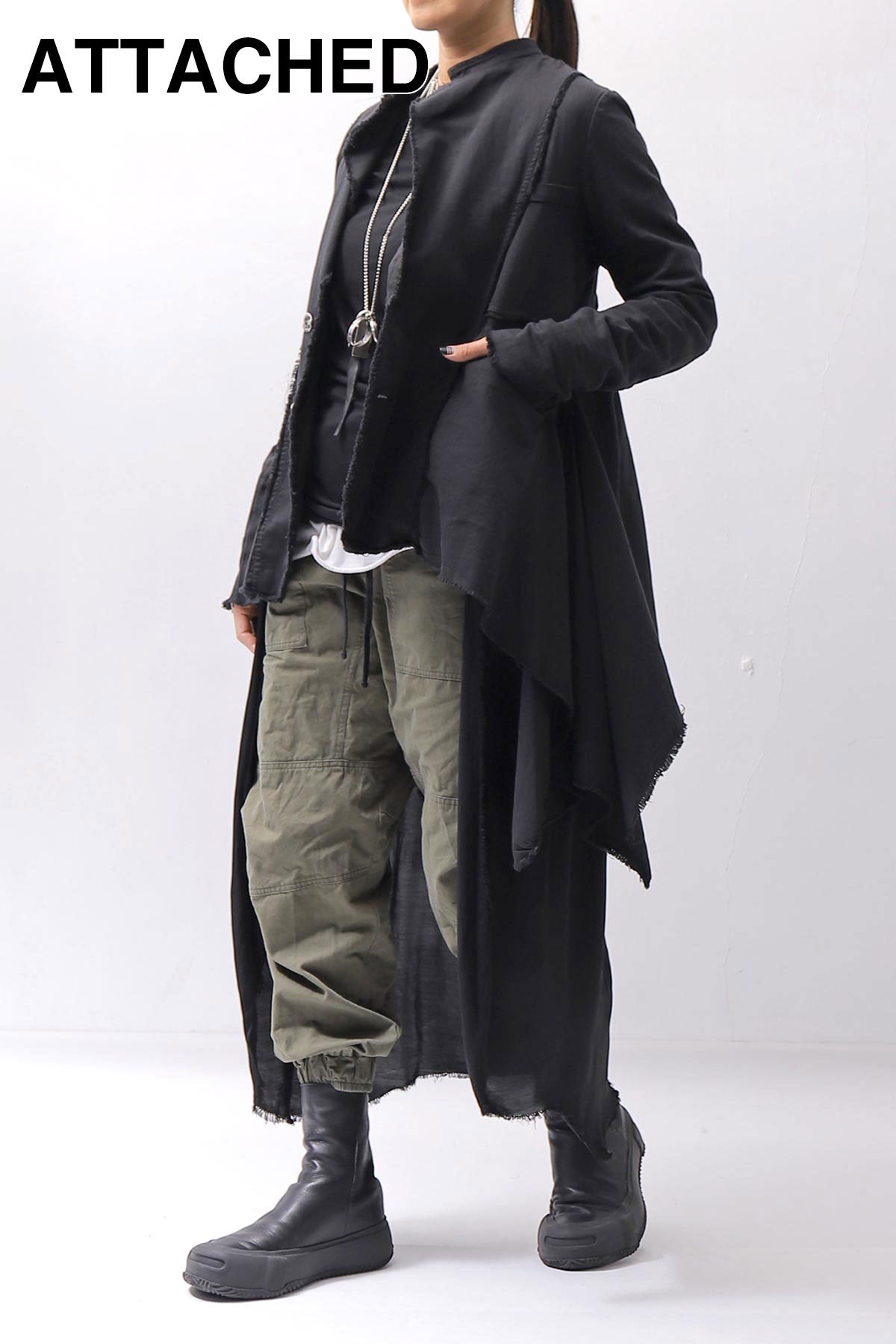 【sanctamuerte】 BACK DETACHABLE ASYMMETRY COTTON JACKET_BLACK