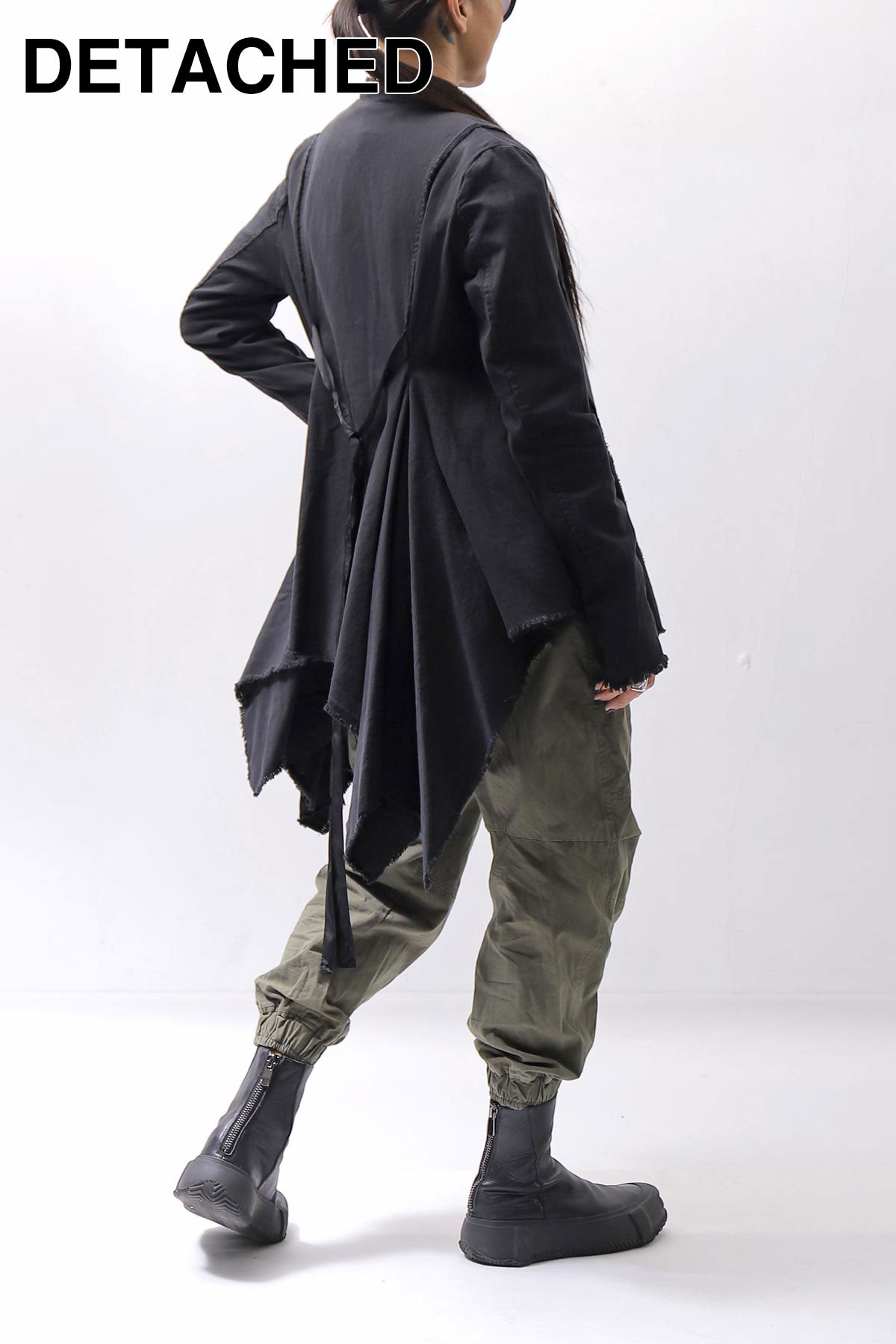 【sanctamuerte】 BACK DETACHABLE ASYMMETRY COTTON JACKET_BLACK