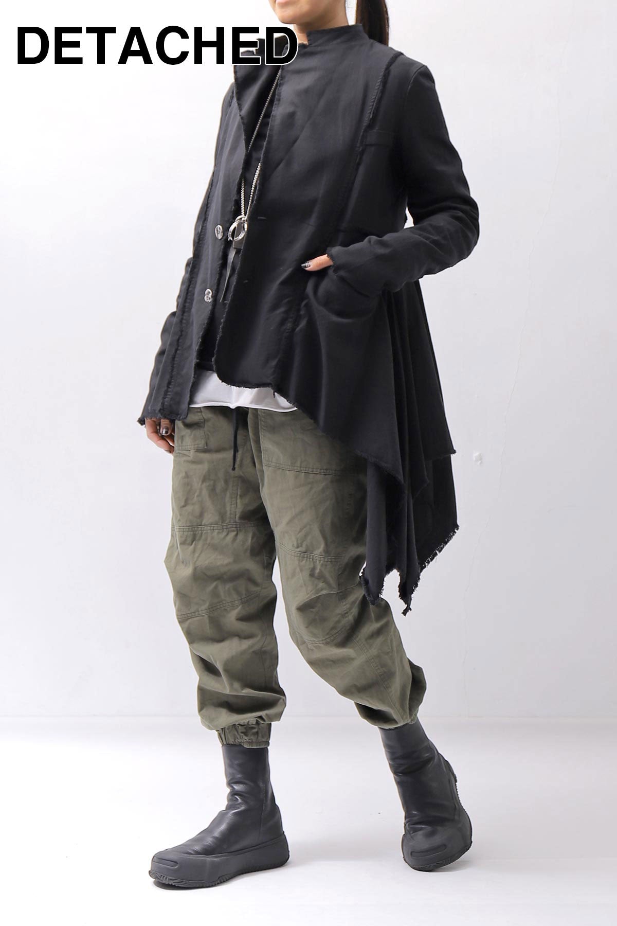 【sanctamuerte】 BACK DETACHABLE ASYMMETRY COTTON JACKET_BLACK