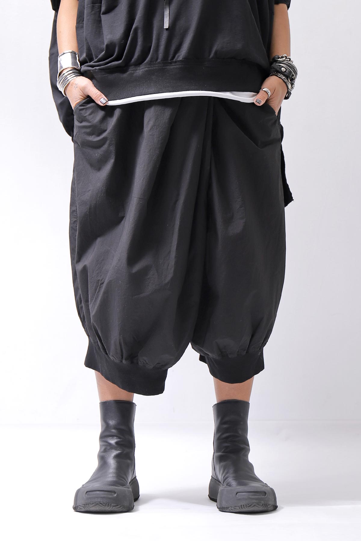 【RUNDHOLZ】 UNISEX FRONT FLAP COTTON RIB PANTS 253 0135_BLACK