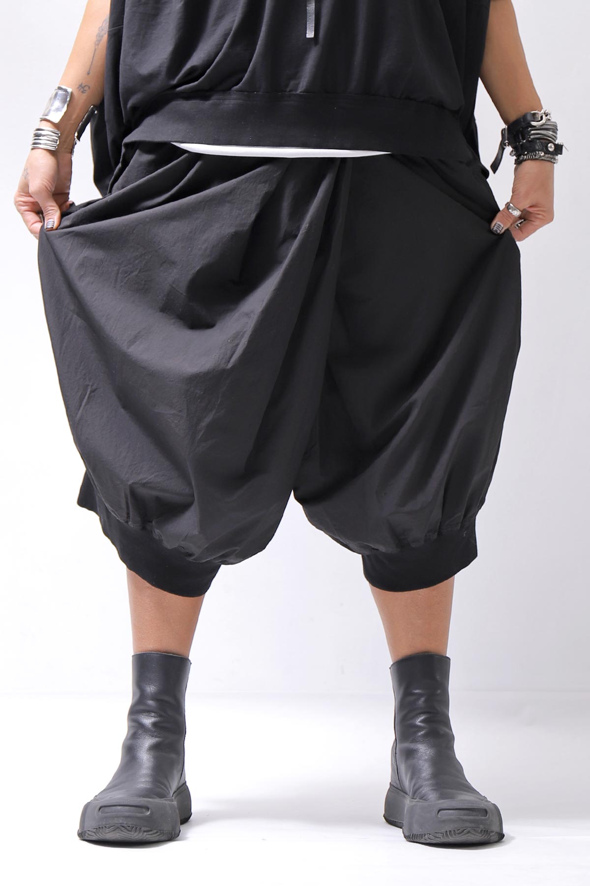 【RUNDHOLZ】 UNISEX FRONT FLAP COTTON RIB PANTS 253 0135_BLACK