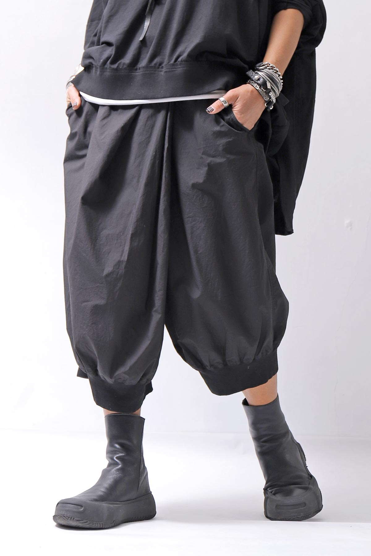 【RUNDHOLZ】 UNISEX FRONT FLAP COTTON RIB PANTS 253 0135_BLACK