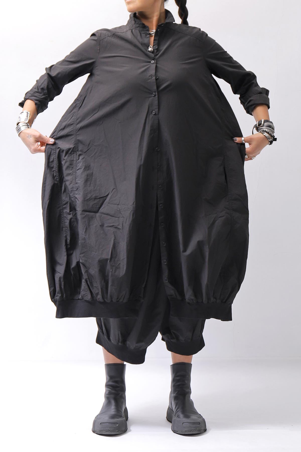 【RUNDHOLZ】 UNISEX COTTON RIB SHIRT CARDIGAN 253 0933_BLACK