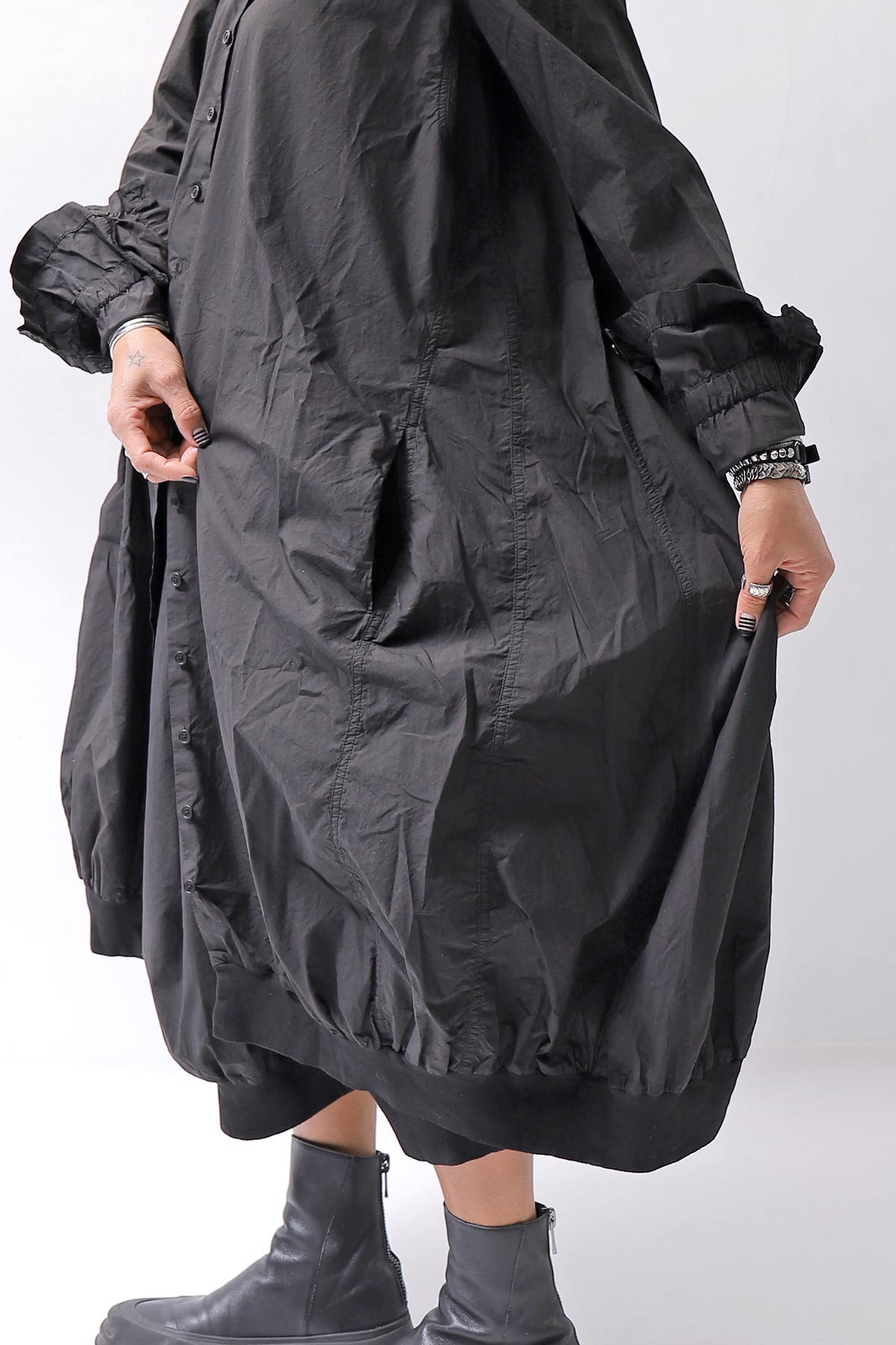 【RUNDHOLZ】 UNISEX COTTON RIB SHIRT CARDIGAN 253 0933_BLACK