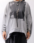 【bajra】 UNISEX BACK DRAPE& PRINTED LIGHT SWEAT TOP 159QK04_GREY PRINTED